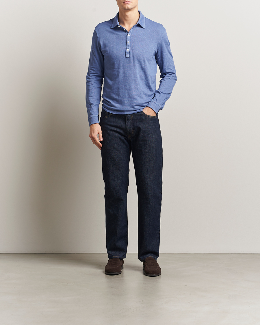 Mies | Pikeet | Massimo Alba | Raya Cotton/Linen Long Sleeve Polo Tulip