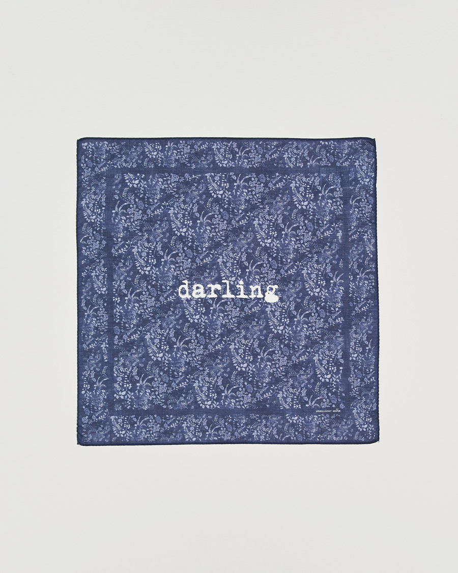 Mies | Taskuliinat | Massimo Alba | Printed Cotton Voile Hankerchief Midnight Blue