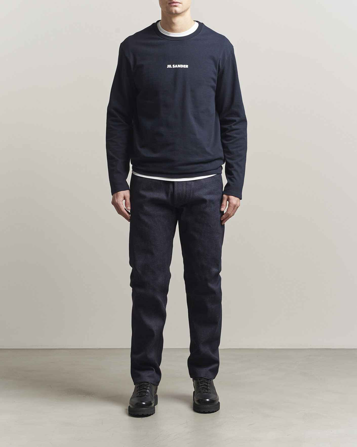 Mies | T-paidat | Jil Sander | Long Sleeve Logo T-Shirt Navy