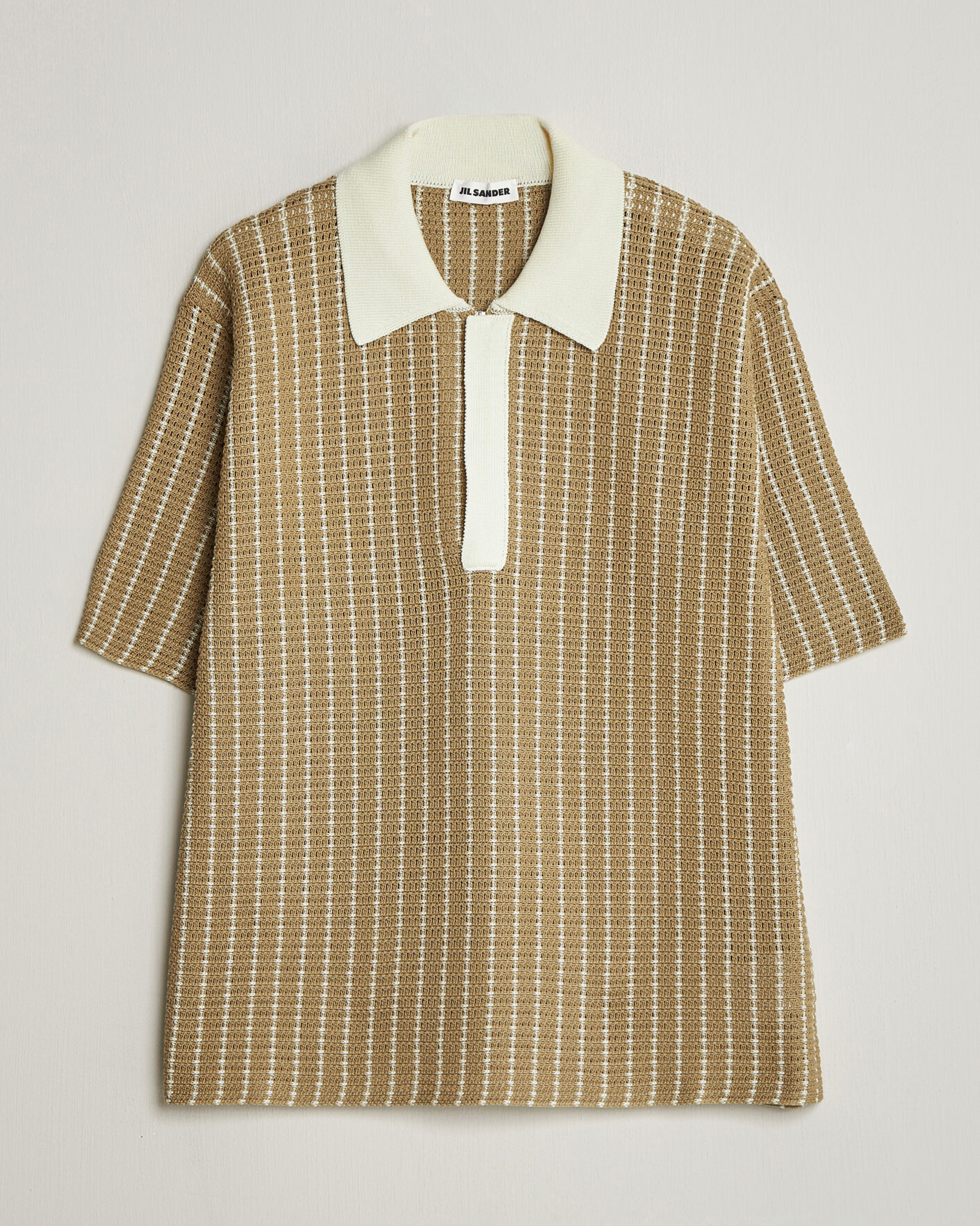 Mies | Pikeet | Jil Sander | Net Stitch Knitted Polo Tobacco