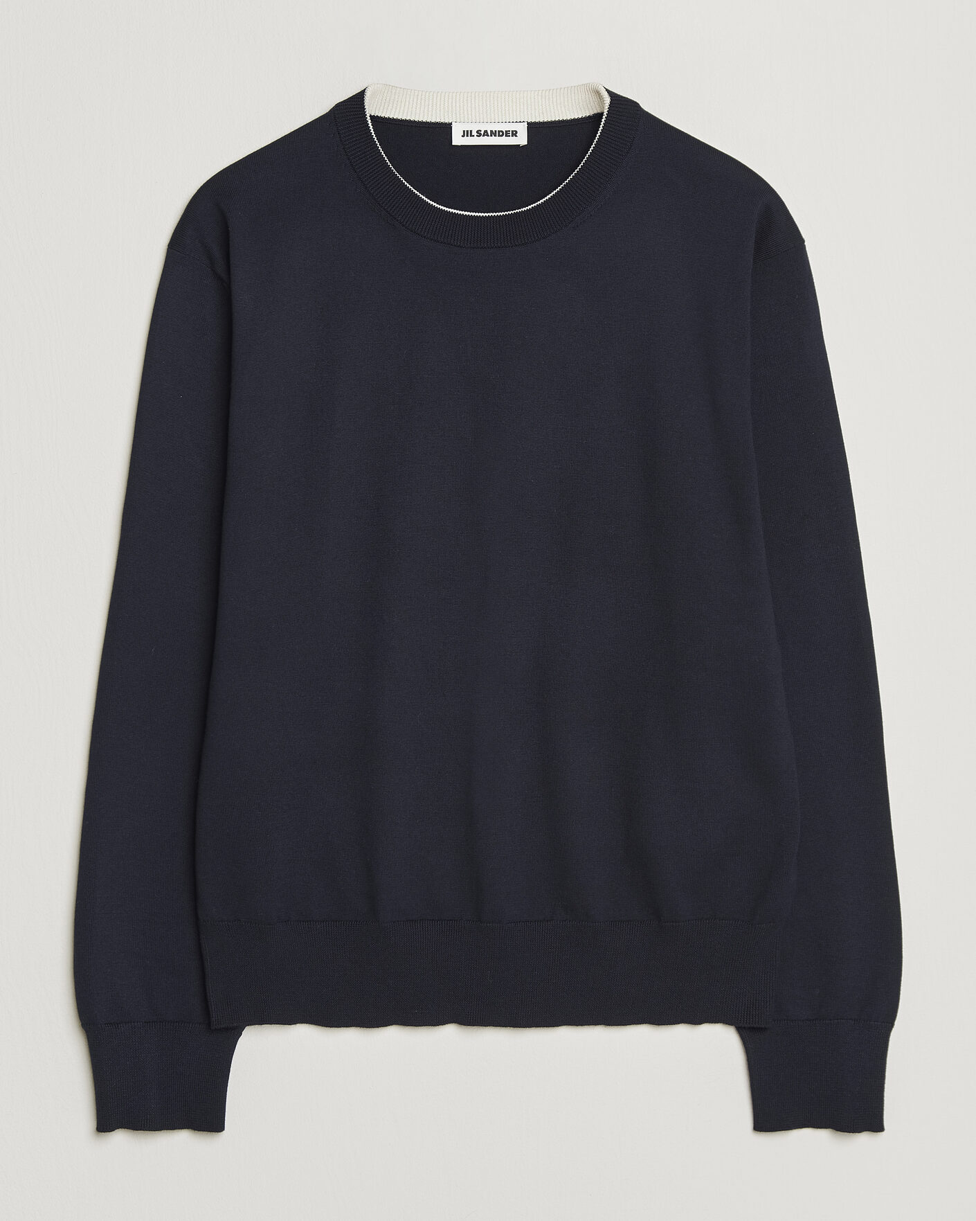 Mies | Puserot | Jil Sander | Fine Cotton Contrast Pullover Navy