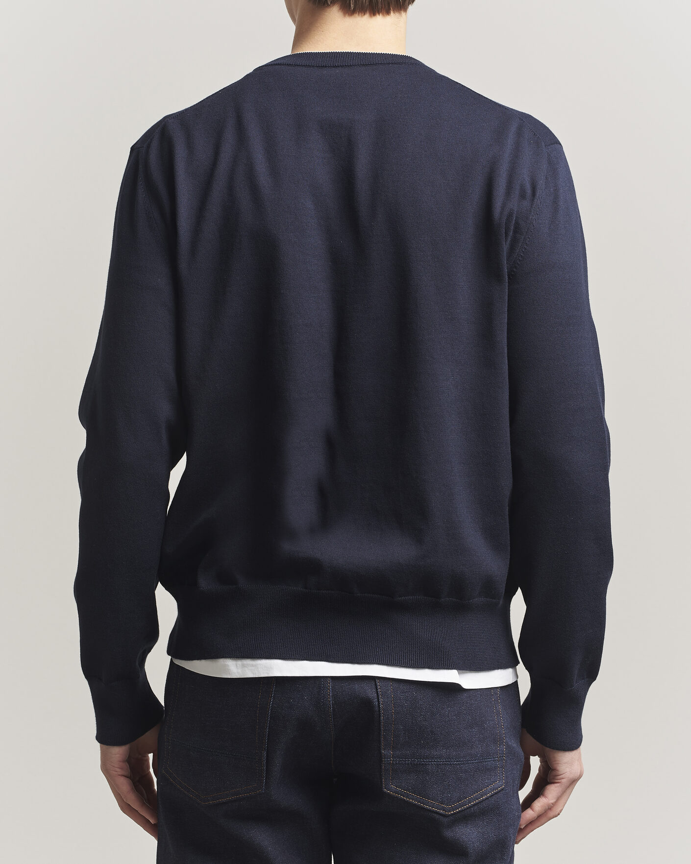 Mies | Puserot | Jil Sander | Fine Cotton Contrast Pullover Navy