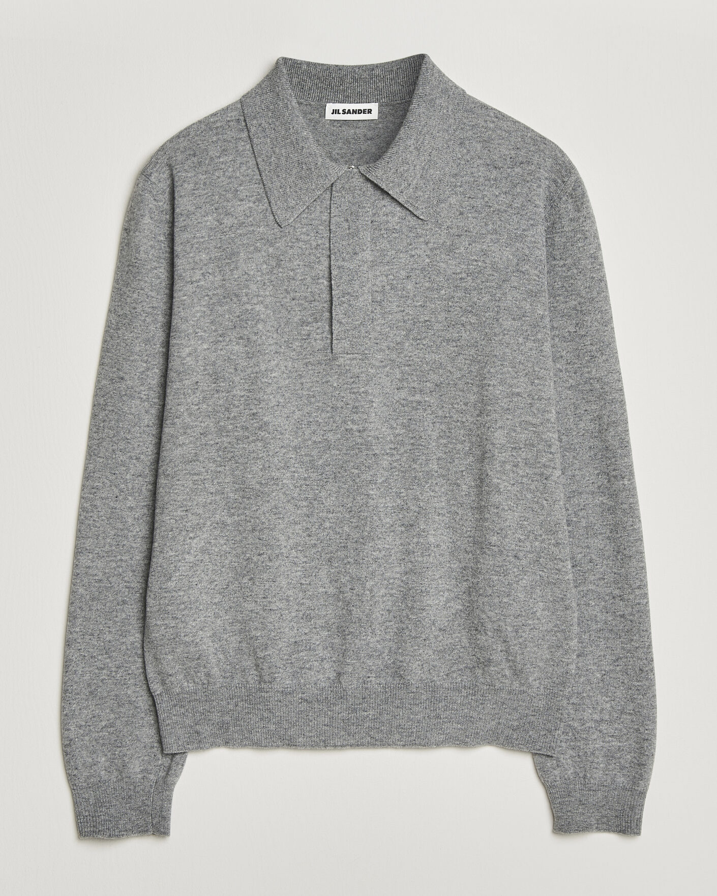 Mies | Puserot | Jil Sander | Long Sleeve Knitted Wool Polo Grey Melange