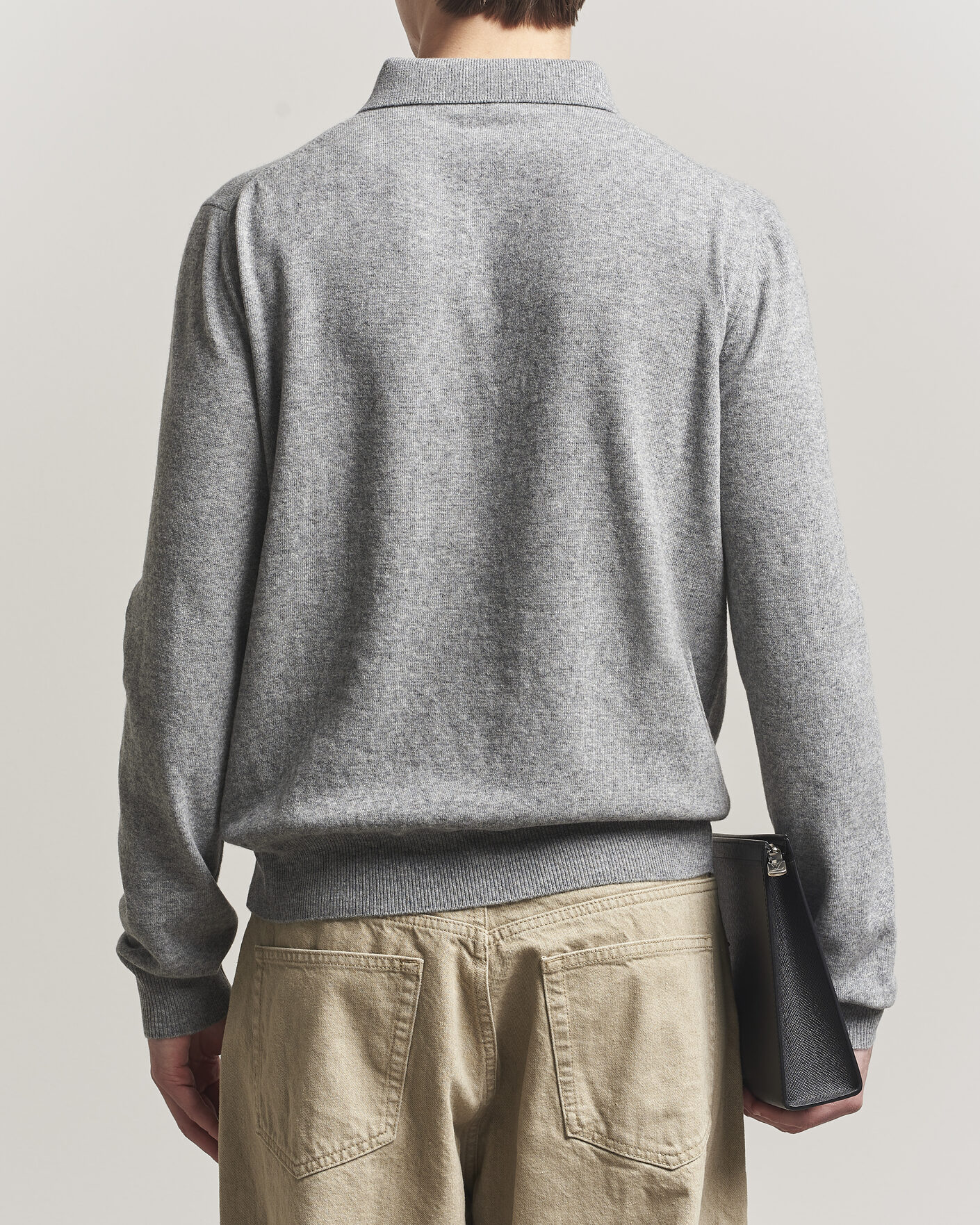 Mies | Puserot | Jil Sander | Long Sleeve Knitted Wool Polo Grey Melange