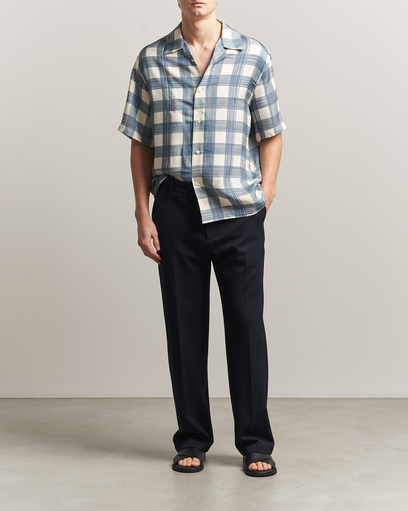 Mies | Kauluspaidat | Jil Sander | Vichy Check Camp Shirt Blue/White