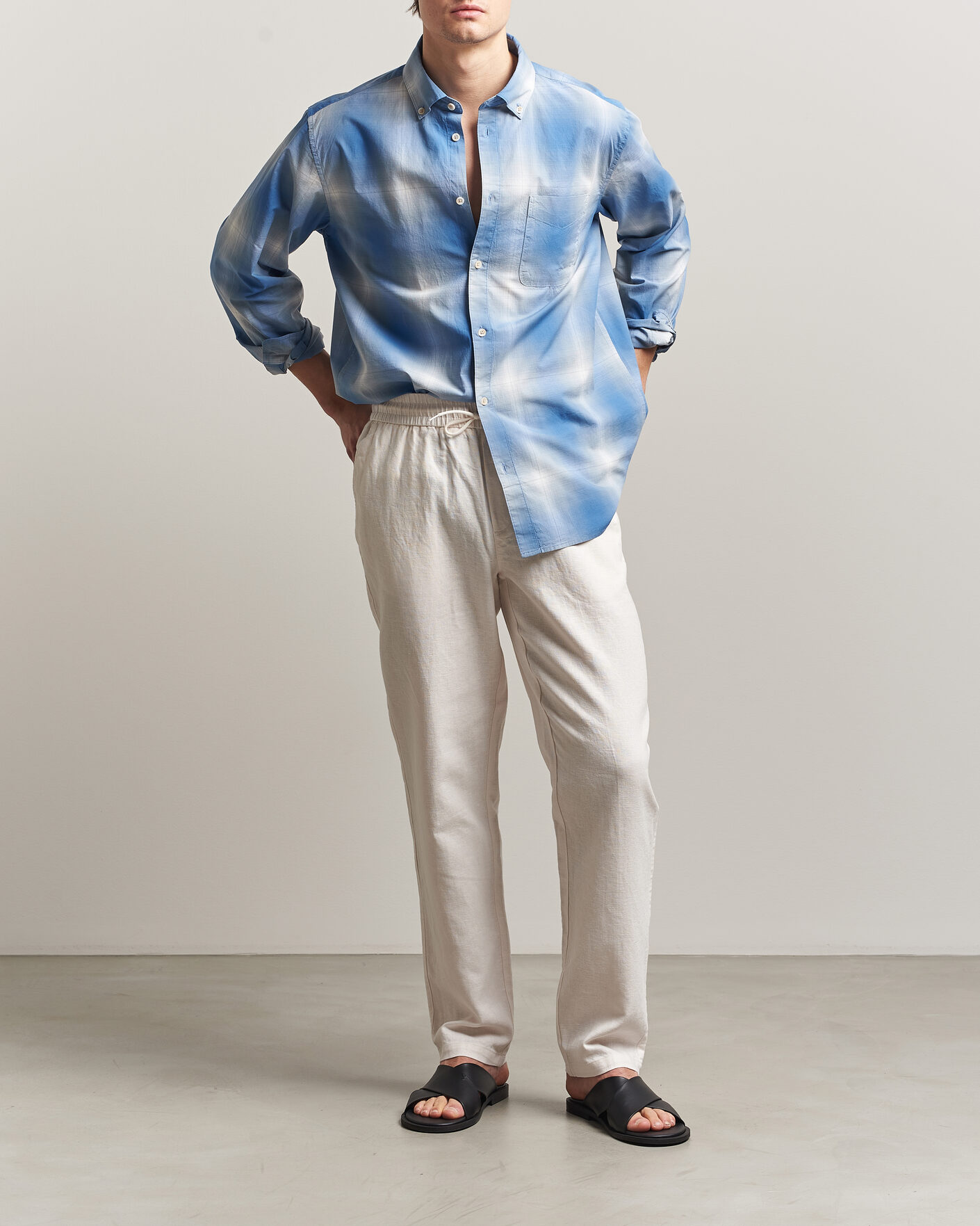 Mies | Housut | LES DEUX | Patrick Heavy Linen/Cotton Pants Eggnog White