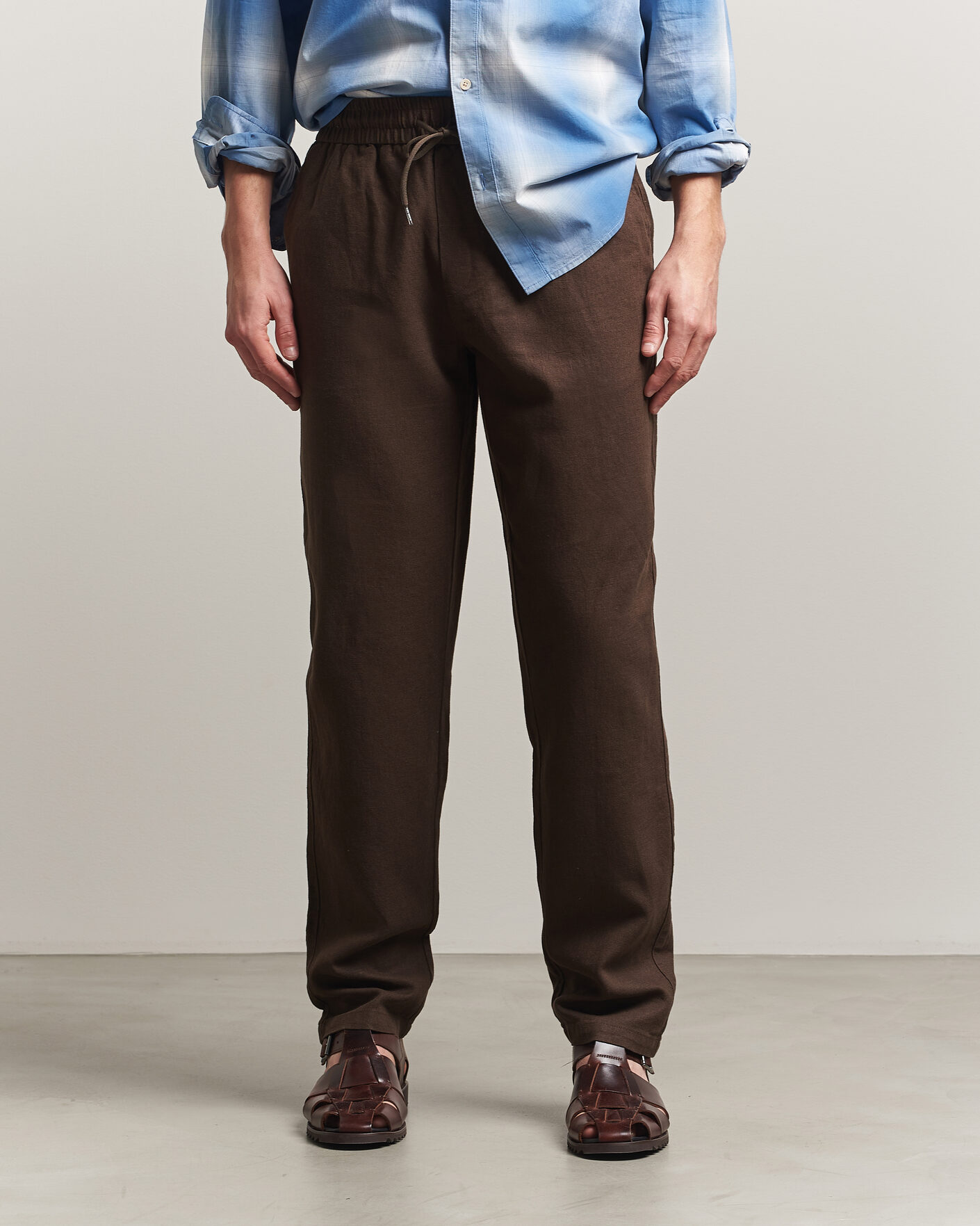 Mies | Housut | LES DEUX | Patrick Heavy Linen/Cotton Pants Brown