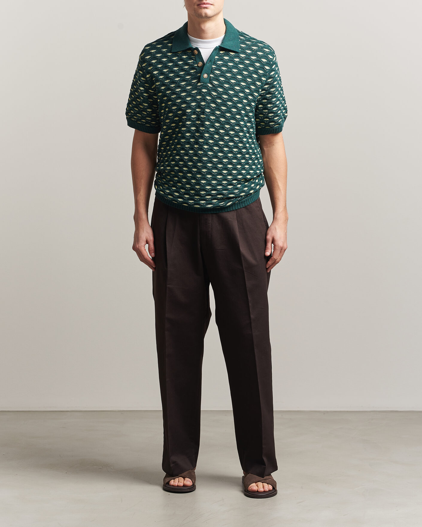Mies | Pikeet | LES DEUX | Esmay Shell Knitted Polo Sea Moss Green