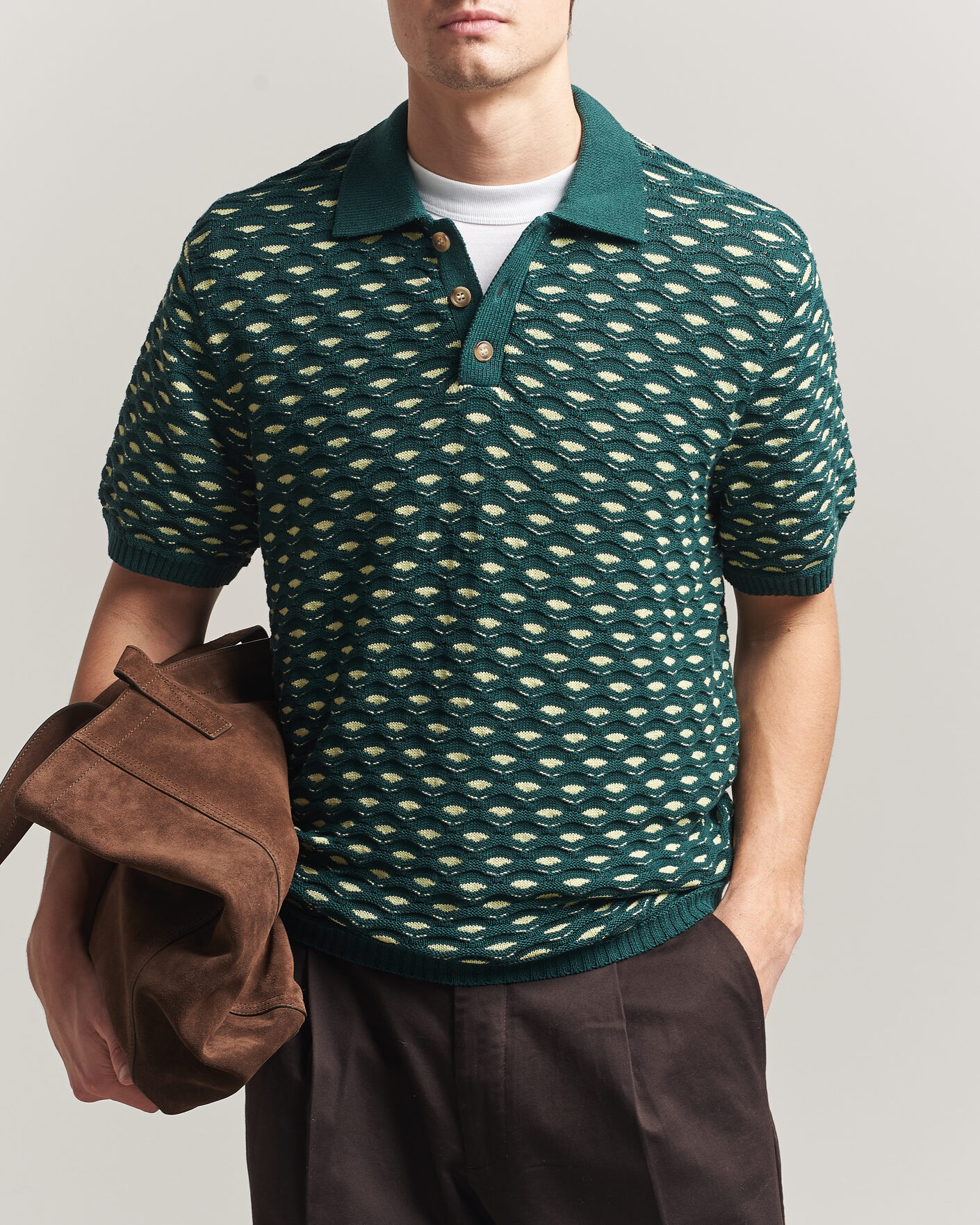 Mies | Pikeet | LES DEUX | Esmay Shell Knitted Polo Sea Moss Green