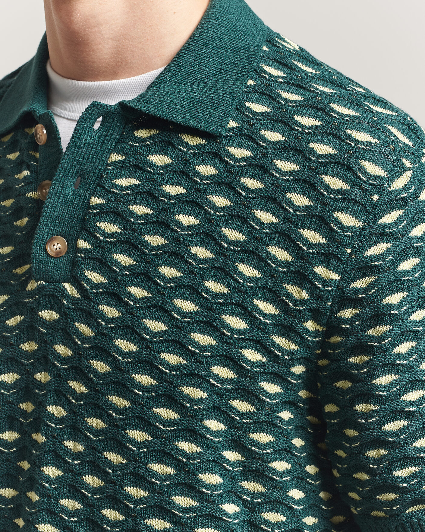 Mies | Pikeet | LES DEUX | Esmay Shell Knitted Polo Sea Moss Green