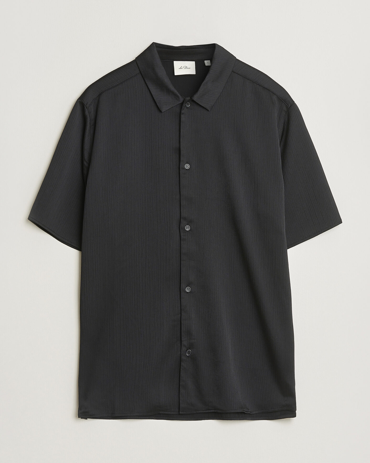 Mies | Kauluspaidat | LES DEUX | Hector Plissé Short Sleeve Shirt Black
