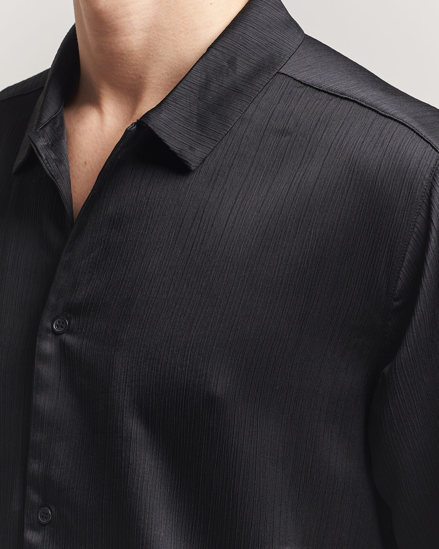 Mies | Kauluspaidat | LES DEUX | Hector Plissé Short Sleeve Shirt Black