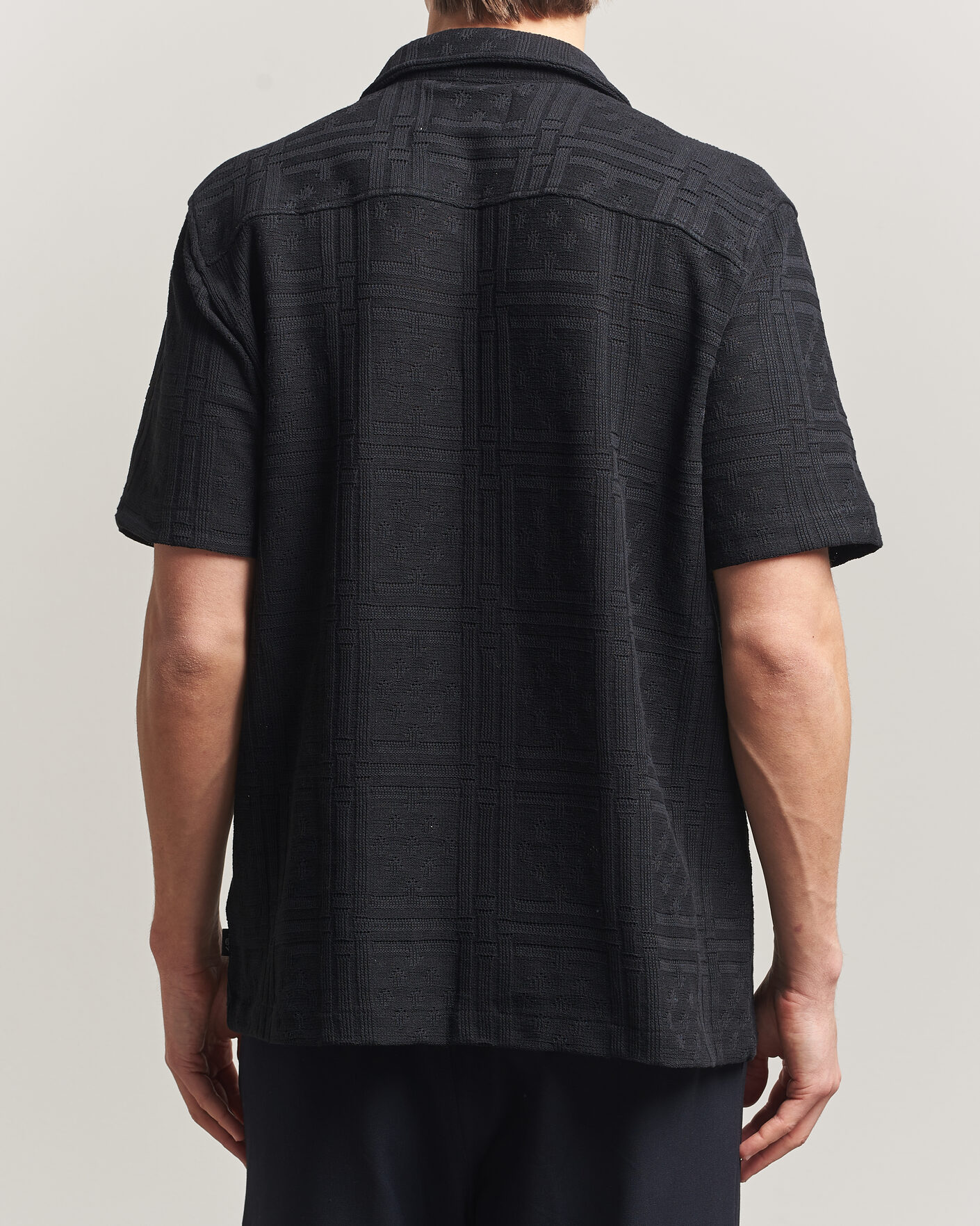Mies | Kauluspaidat | LES DEUX | Hector Pointelle Short Sleeve Shirt Black