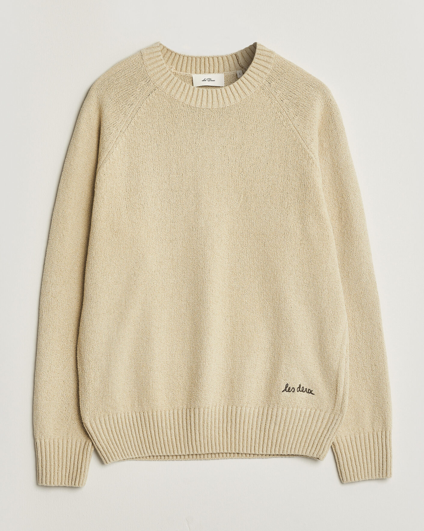 Mies | Puserot | LES DEUX | Brad Knitted Roundneck Oyster Grey/White