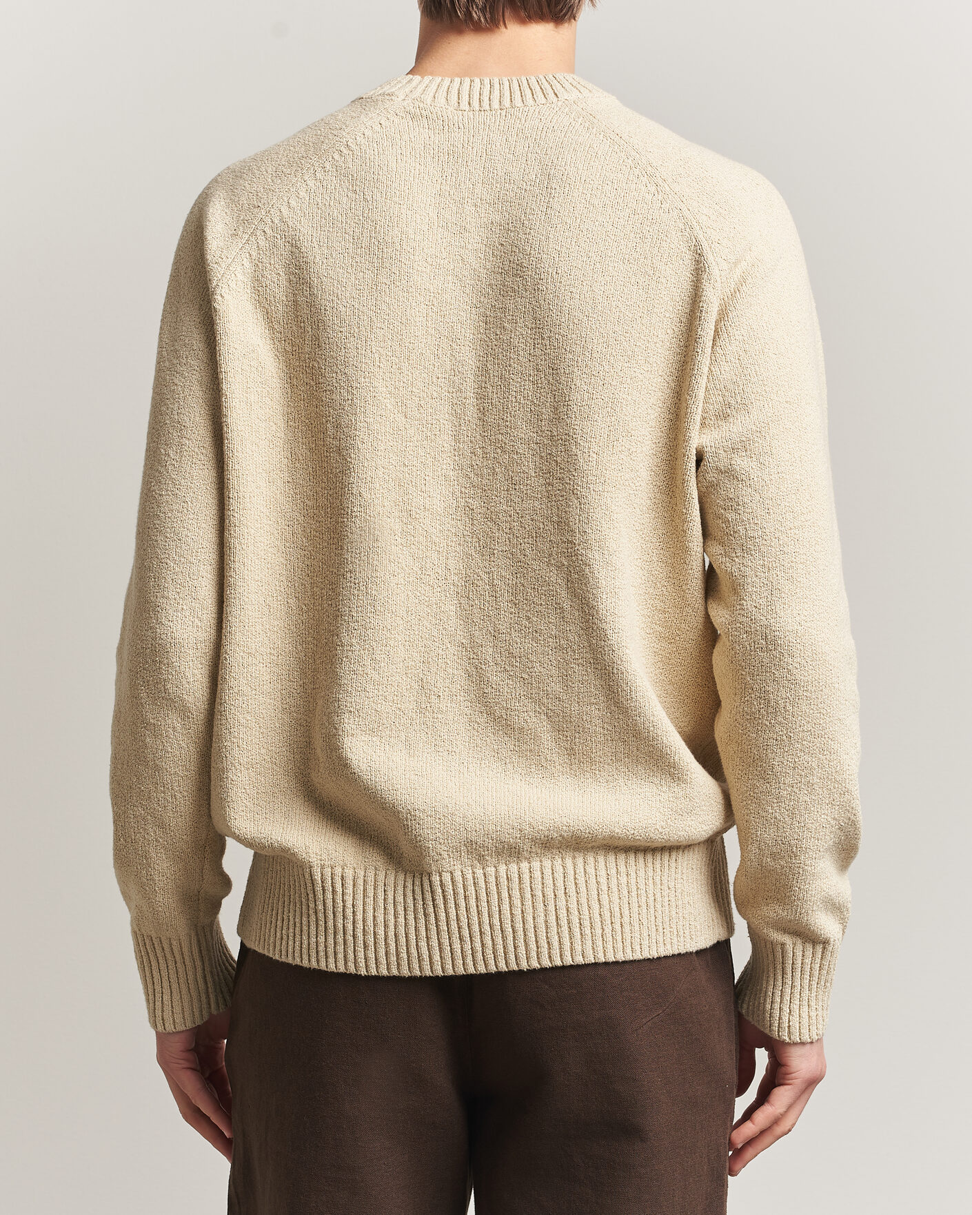 Mies | Puserot | LES DEUX | Brad Knitted Roundneck Oyster Grey/White