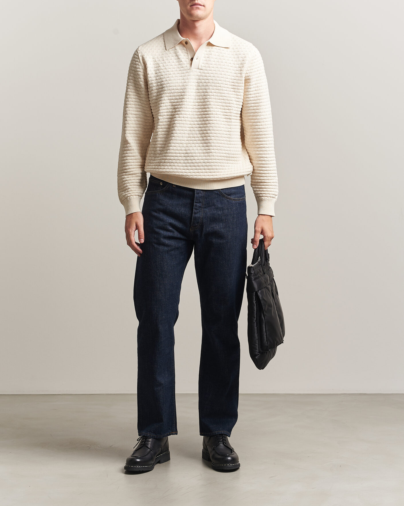 Mies | Puserot | LES DEUX | Billy Weave Knitted Polo Light Ivory