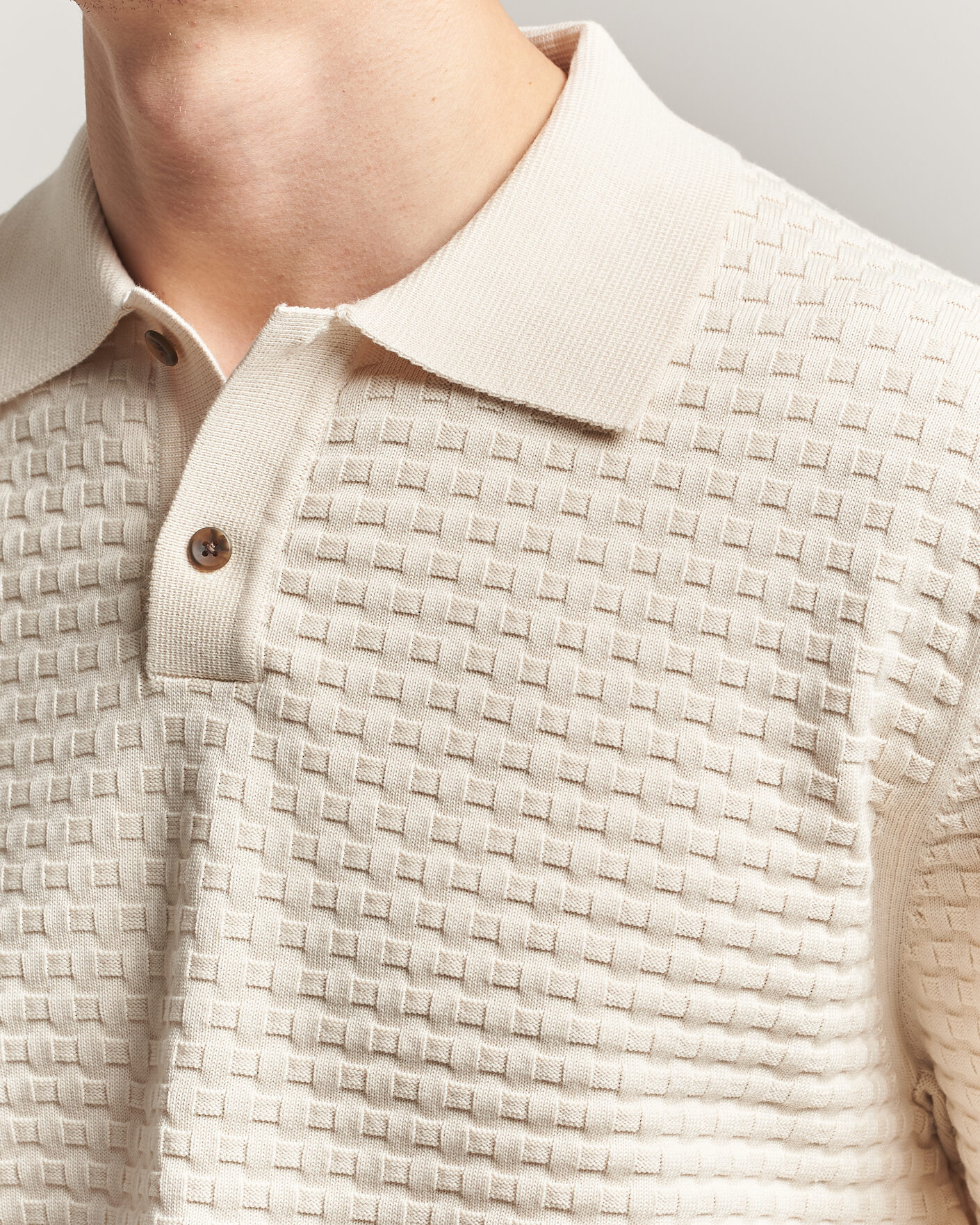 Mies | Puserot | LES DEUX | Billy Weave Knitted Polo Light Ivory