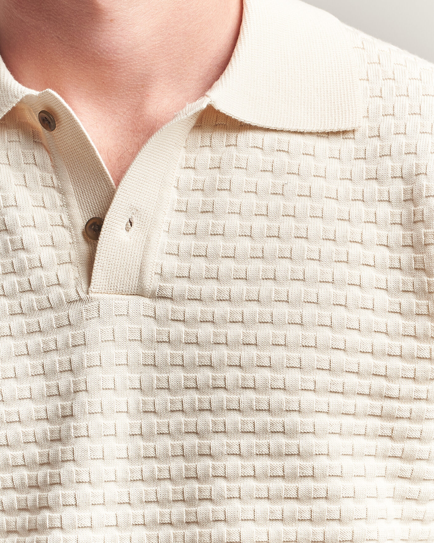 Mies | Puserot | LES DEUX | Billy Weave Knitted Polo Light Ivory