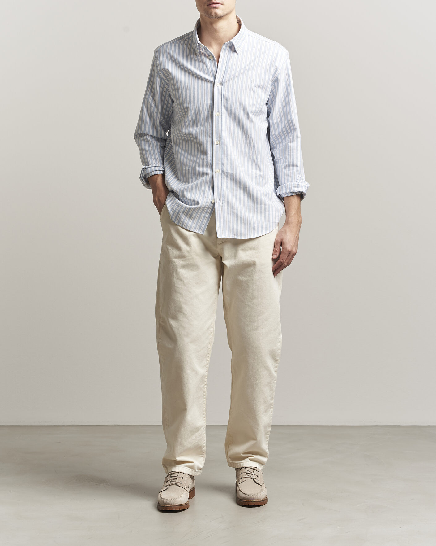 Mies | Kauluspaidat | LES DEUX | Konrad Striped Oxford Shirt Allure Blue
