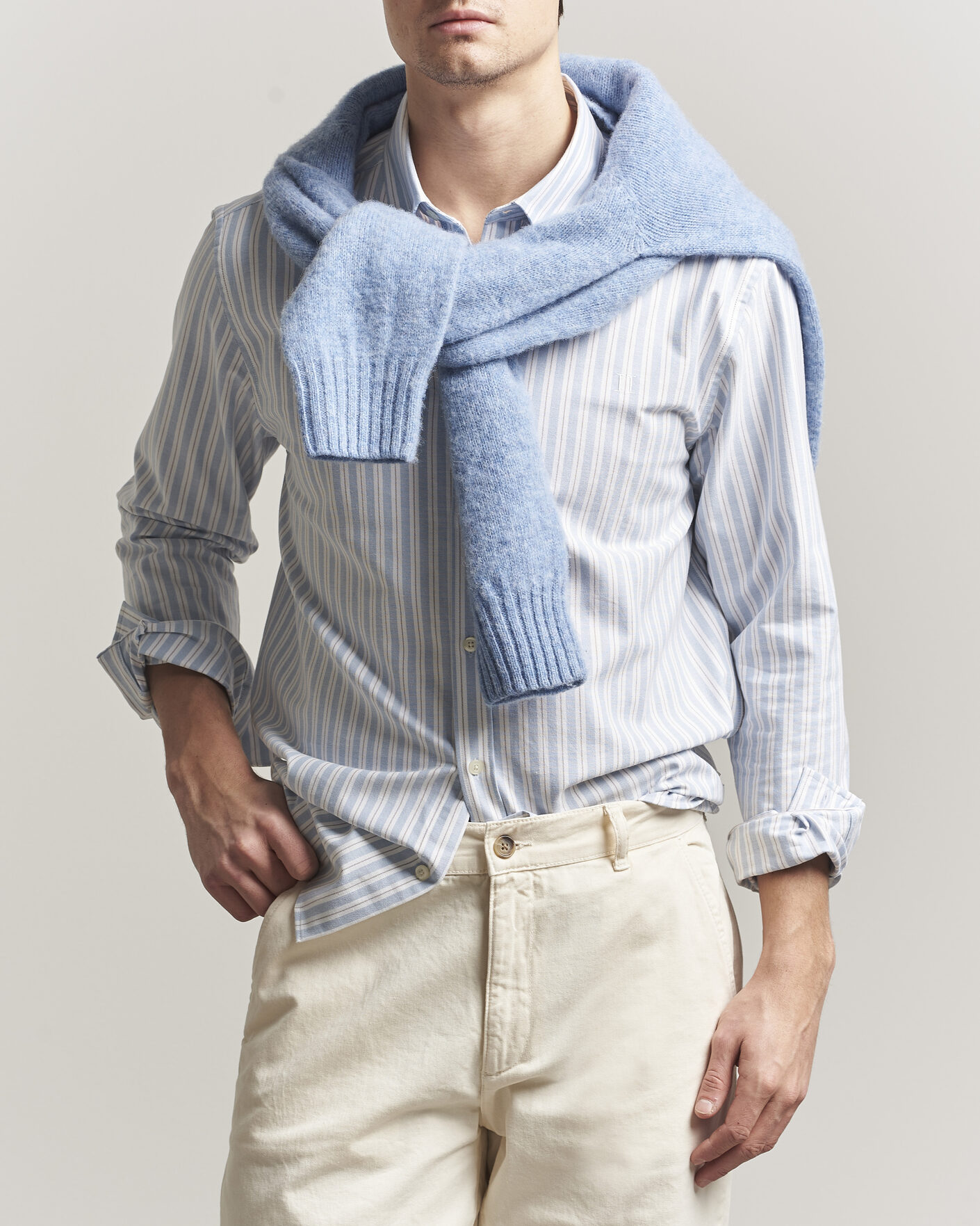 Mies | Kauluspaidat | LES DEUX | Konrad Striped Oxford Shirt Allure Blue