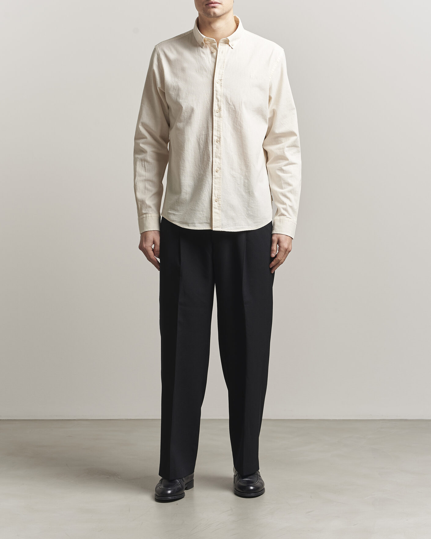 Mies | Kauluspaidat | LES DEUX | Konrad Cotton/Linen Shirt Eggnog White