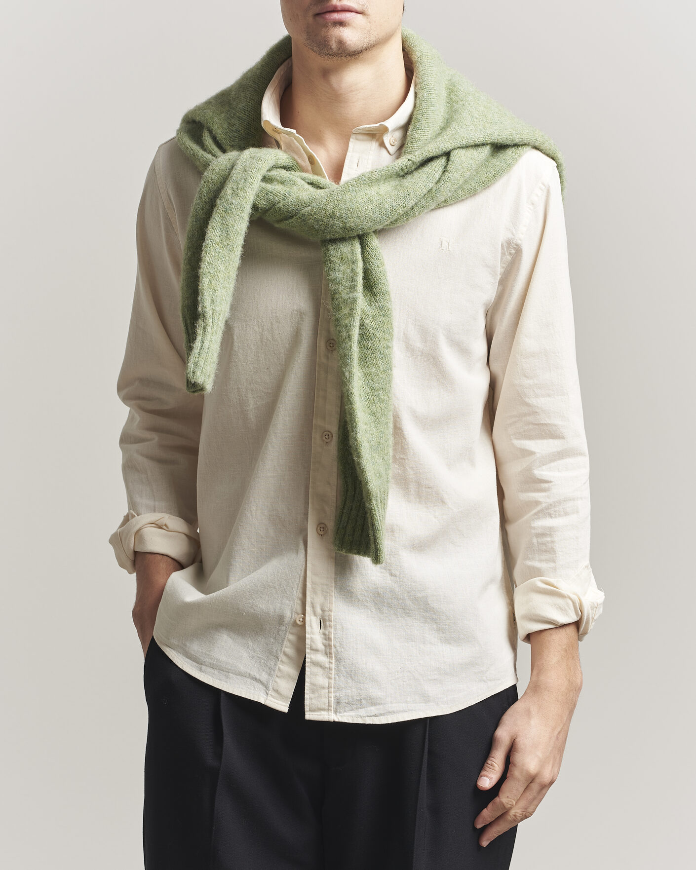 Mies | Kauluspaidat | LES DEUX | Konrad Cotton/Linen Shirt Eggnog White