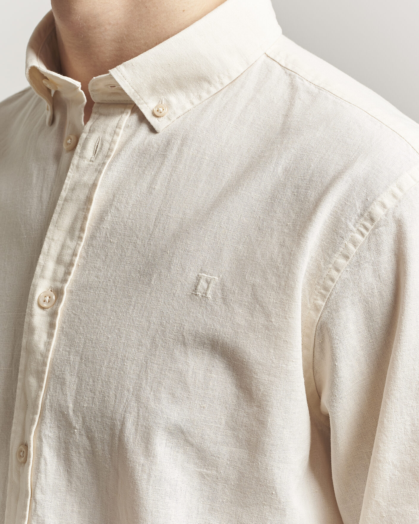 Mies | Kauluspaidat | LES DEUX | Konrad Cotton/Linen Shirt Eggnog White