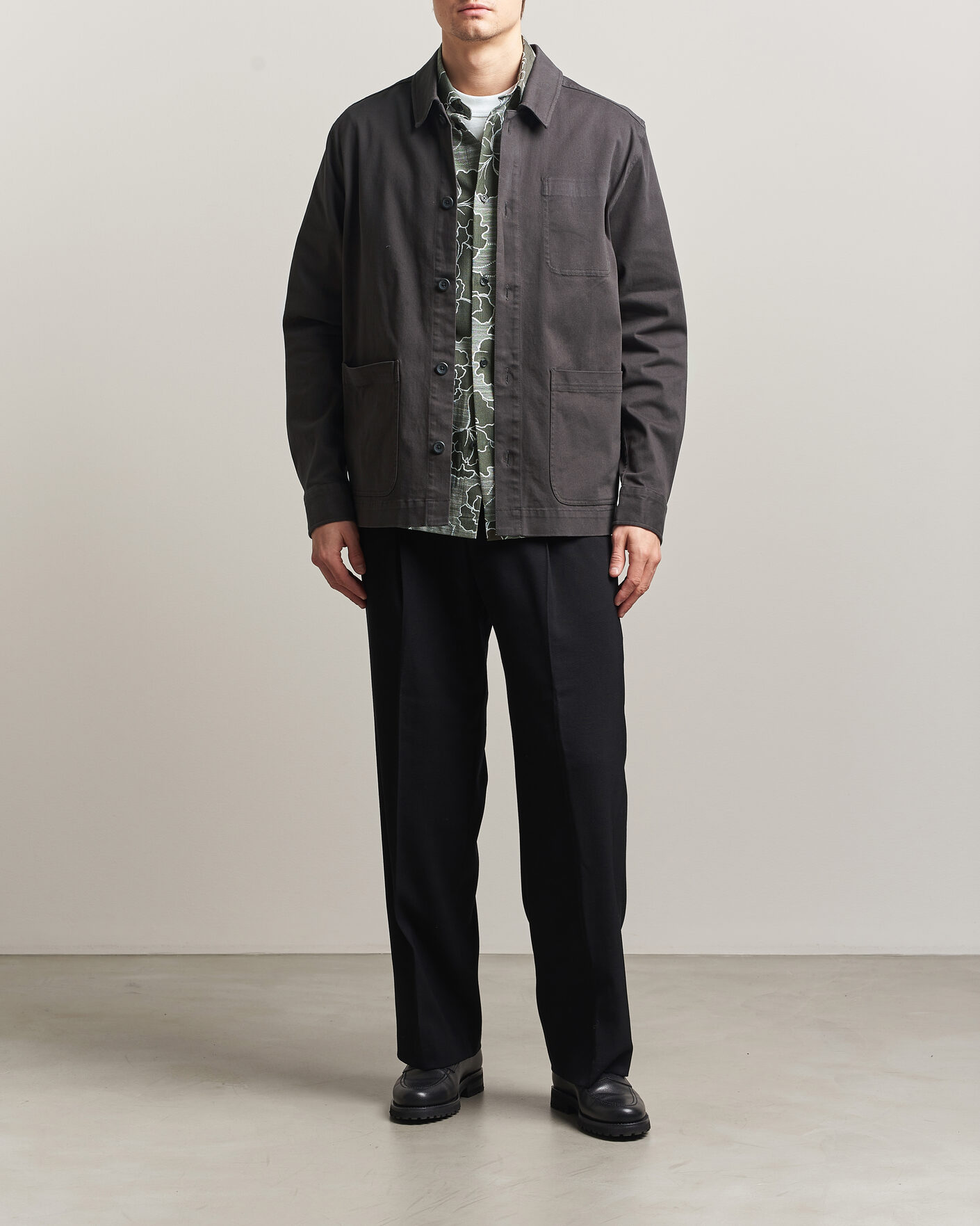 Mies | Kauluspaidat | LES DEUX | Layton Cotton Overshirt Black