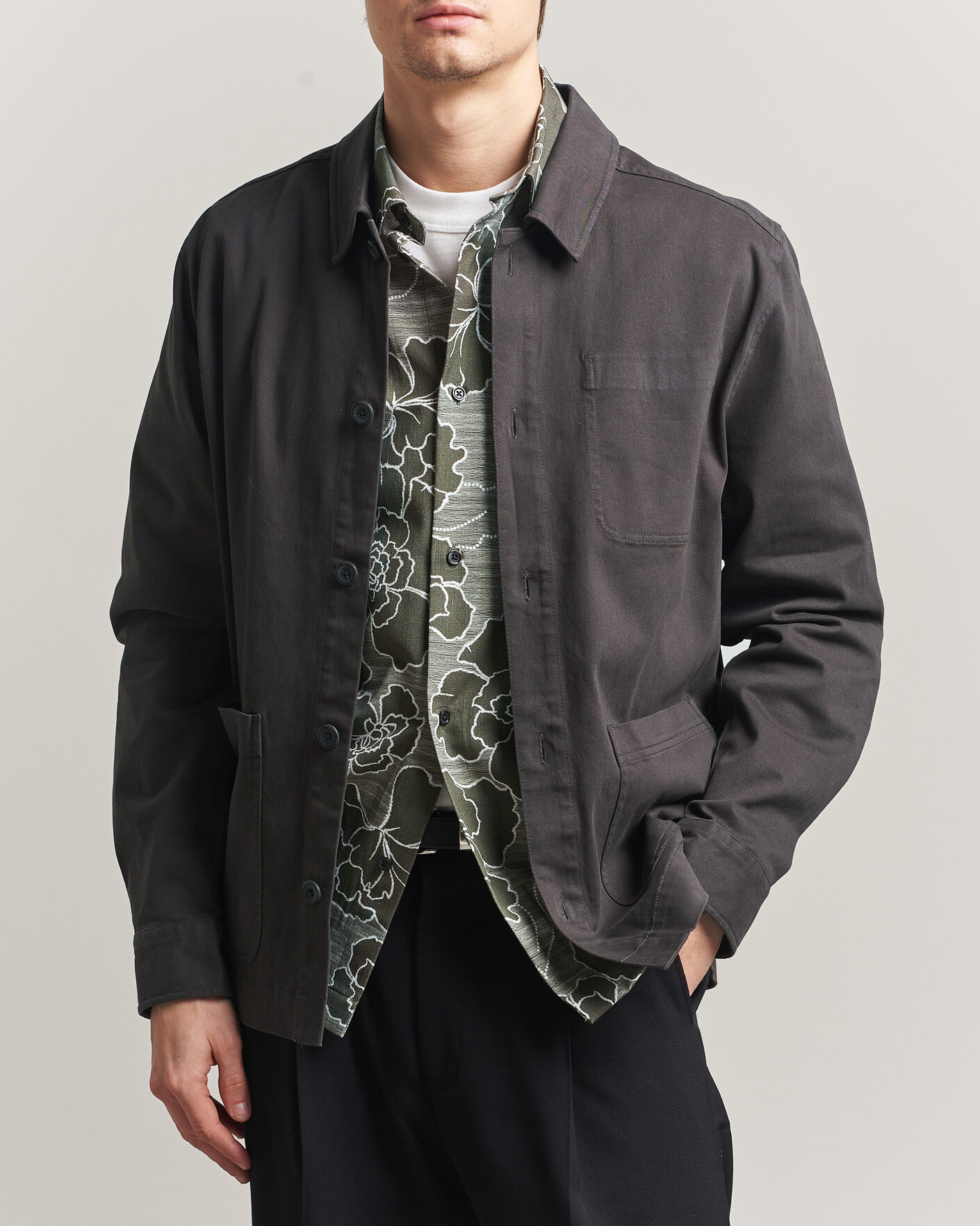Mies | Kauluspaidat | LES DEUX | Layton Cotton Overshirt Black
