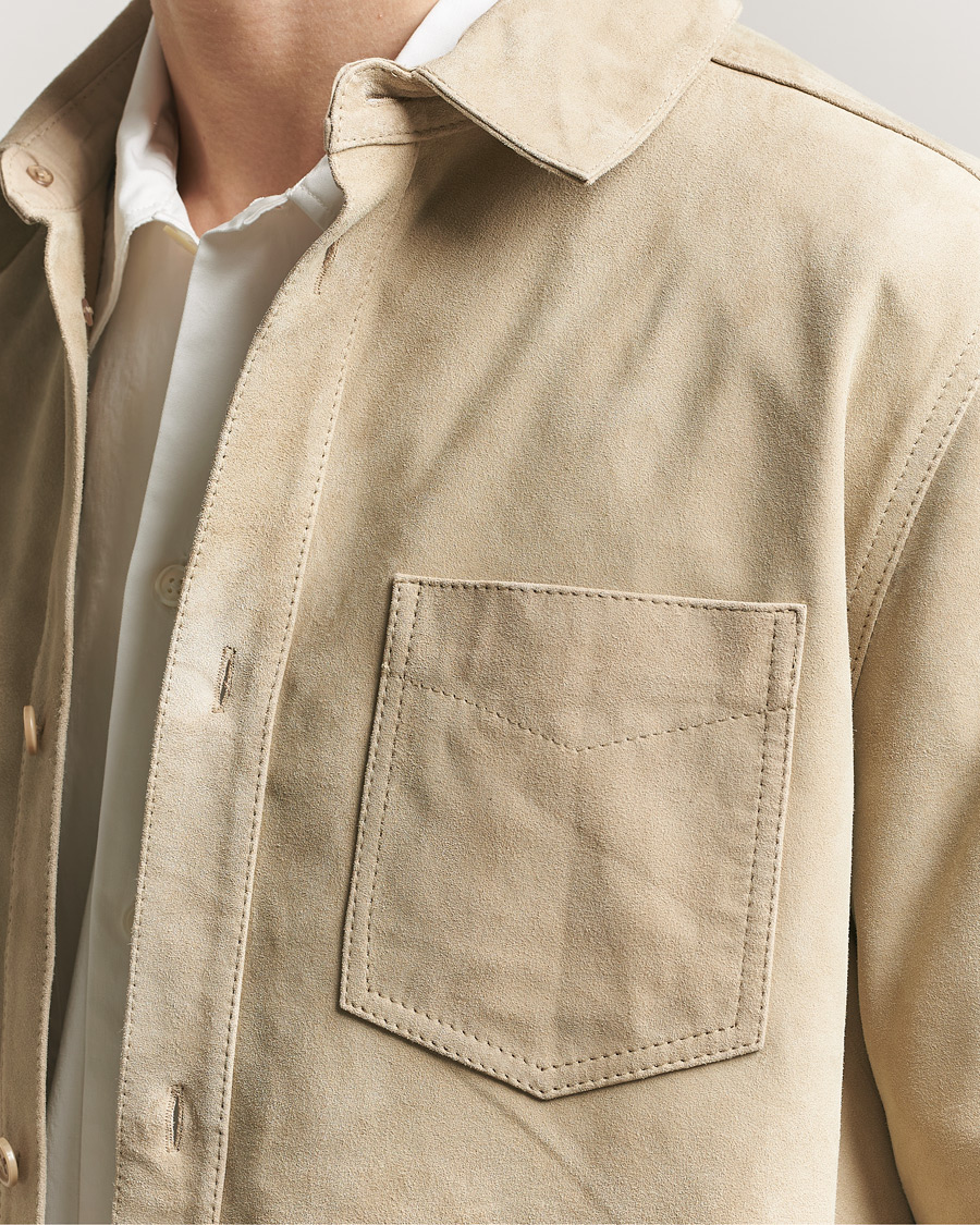 Mies | Kauluspaidat | LES DEUX | Bertram Suede Overshirt Light Sand