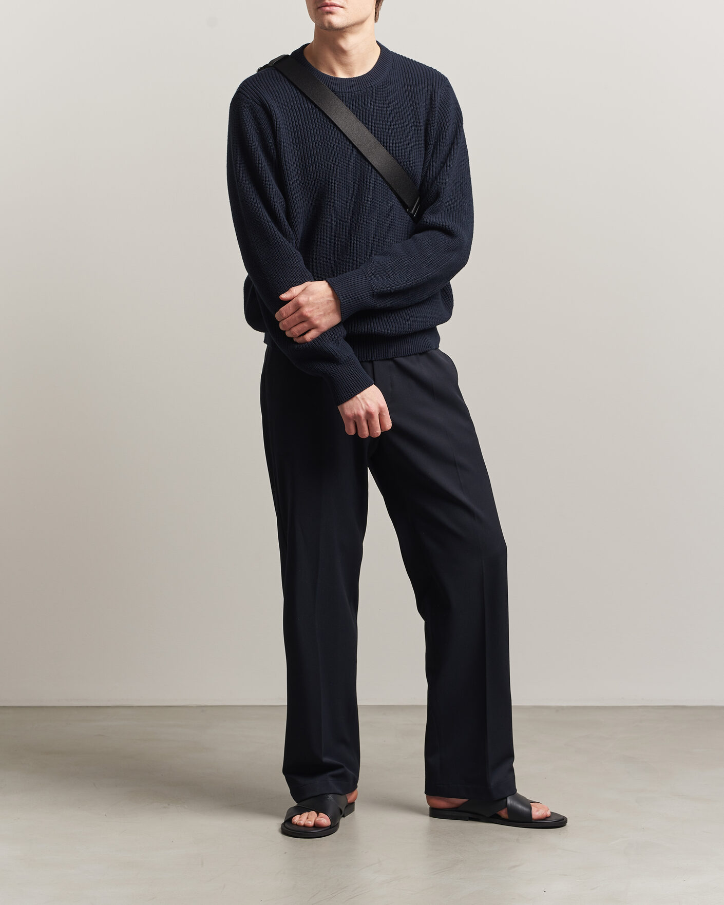 Mies | Puserot | LES DEUX | Garry Rib Crew Neck Knit Dark Navy