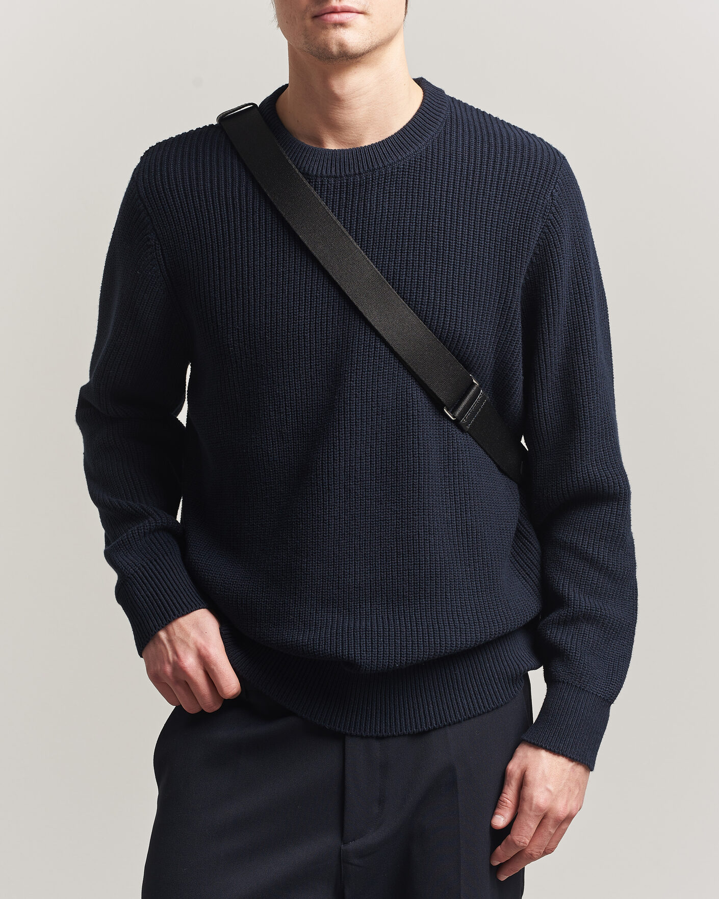 Mies | Puserot | LES DEUX | Garry Rib Crew Neck Knit Dark Navy