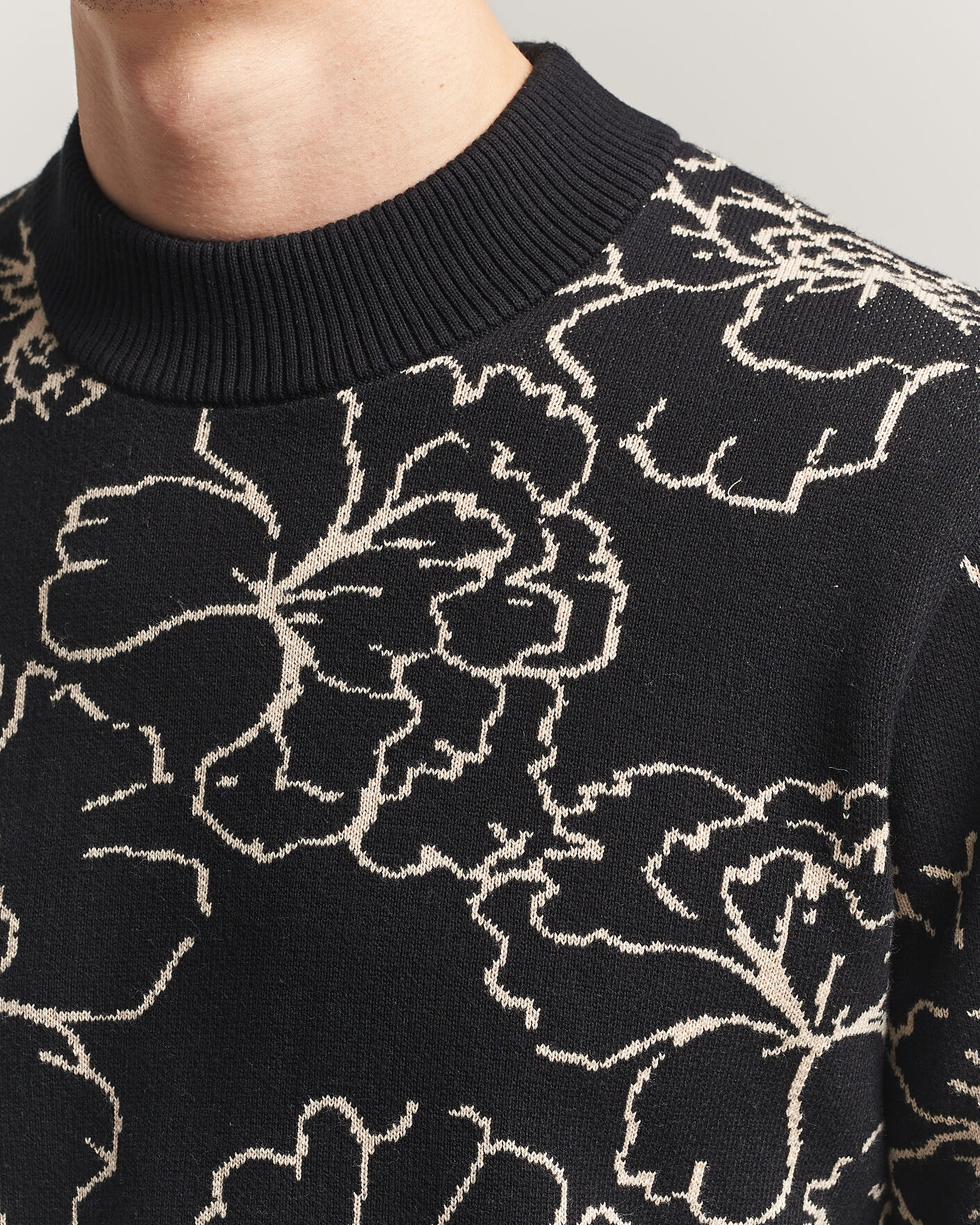 Mies | Puserot | LES DEUX | Gaston Poppy Jaquard Knit Black
