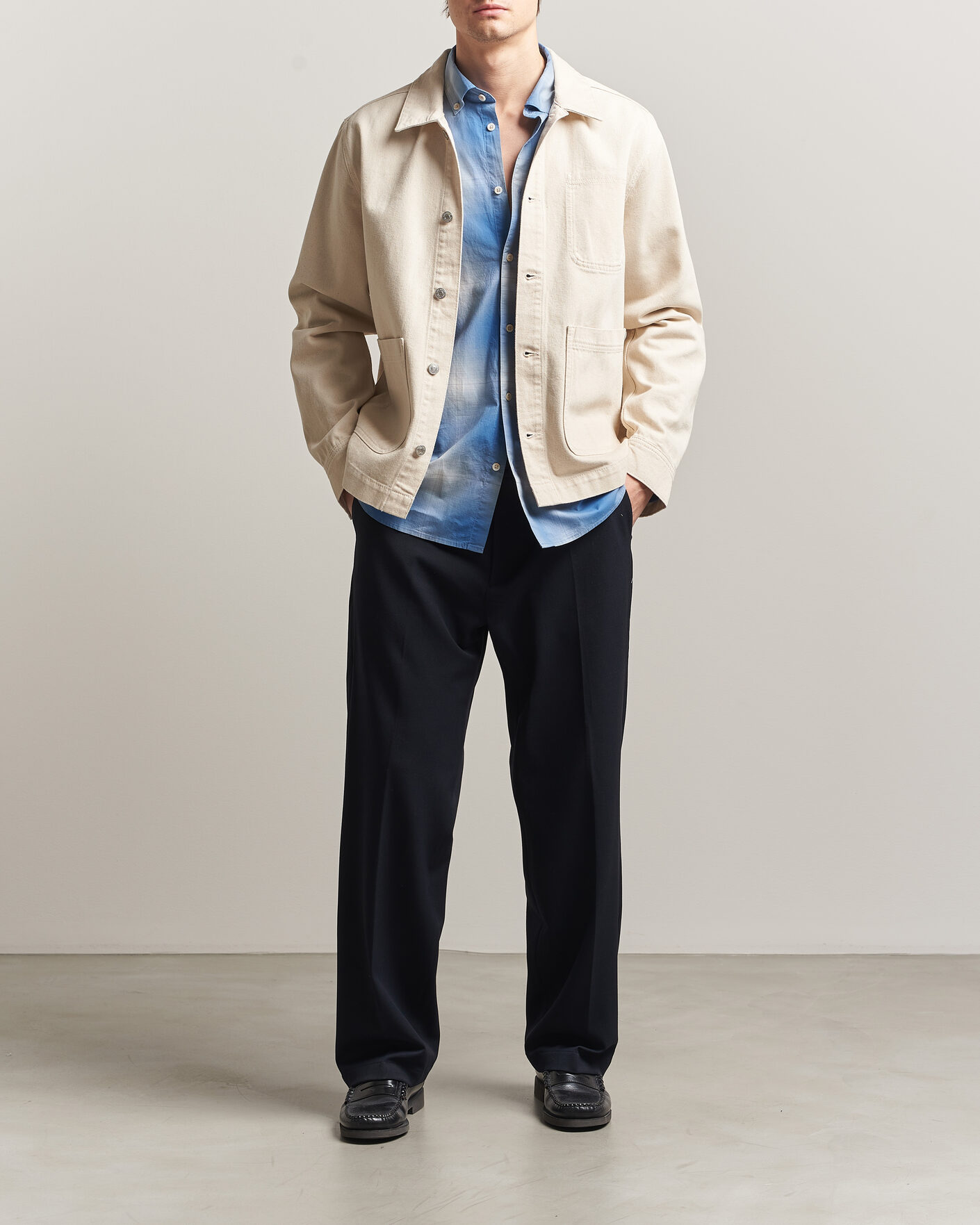 Mies | Kauluspaidat | LES DEUX | Layton Denim Overshirt Ivory