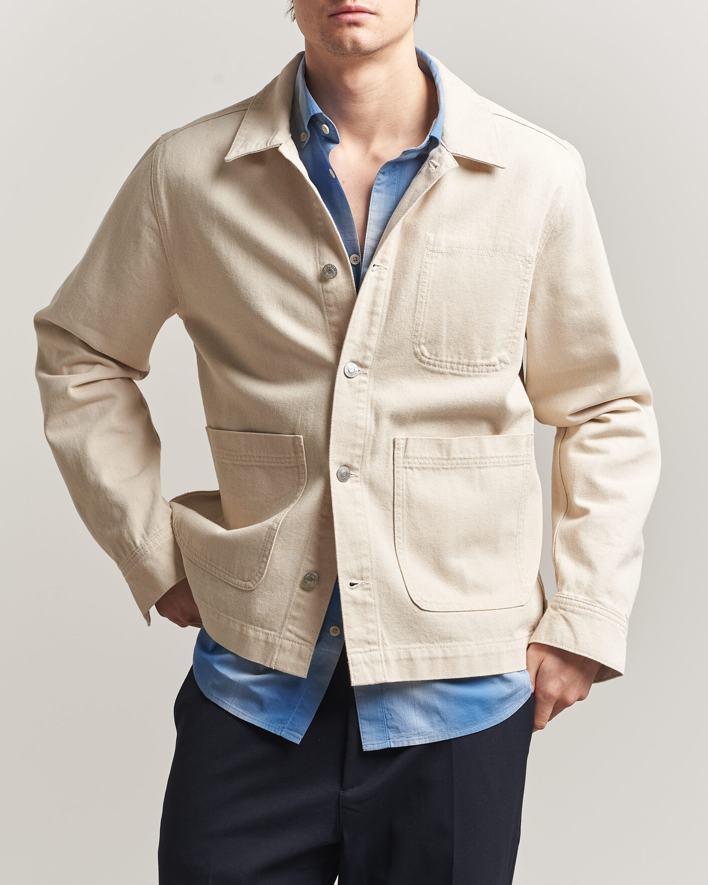 Mies | Kauluspaidat | LES DEUX | Layton Denim Overshirt Ivory