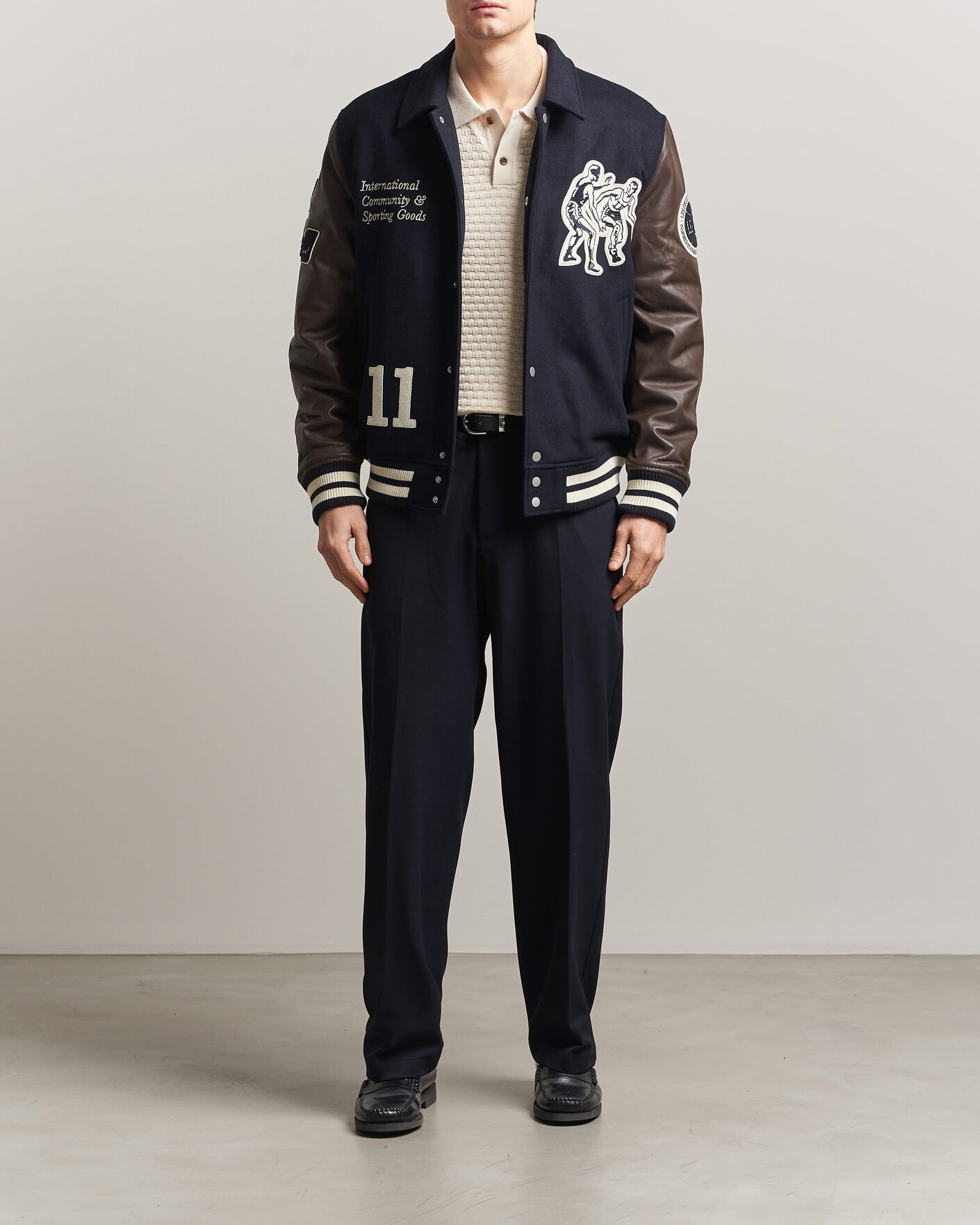 Mies | Takit | LES DEUX | Basket Varsity Wool Jacket Dark Navy