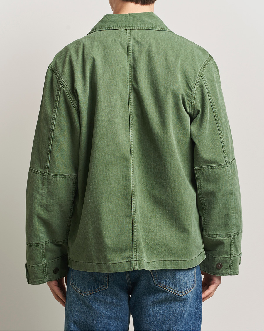 Mies | Takit | Jeanerica | Luc Herringbone Shirt Jacket Chevron Green