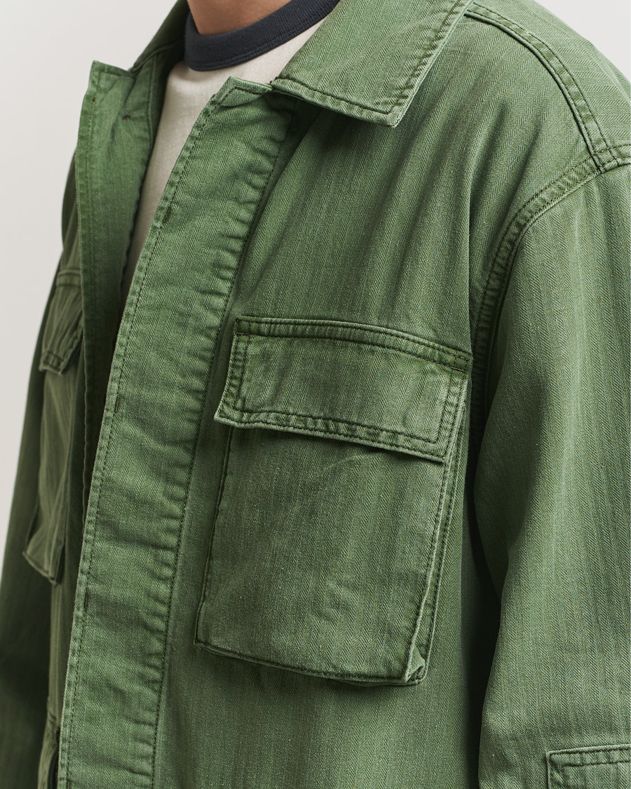 Mies | Takit | Jeanerica | Luc Herringbone Shirt Jacket Chevron Green