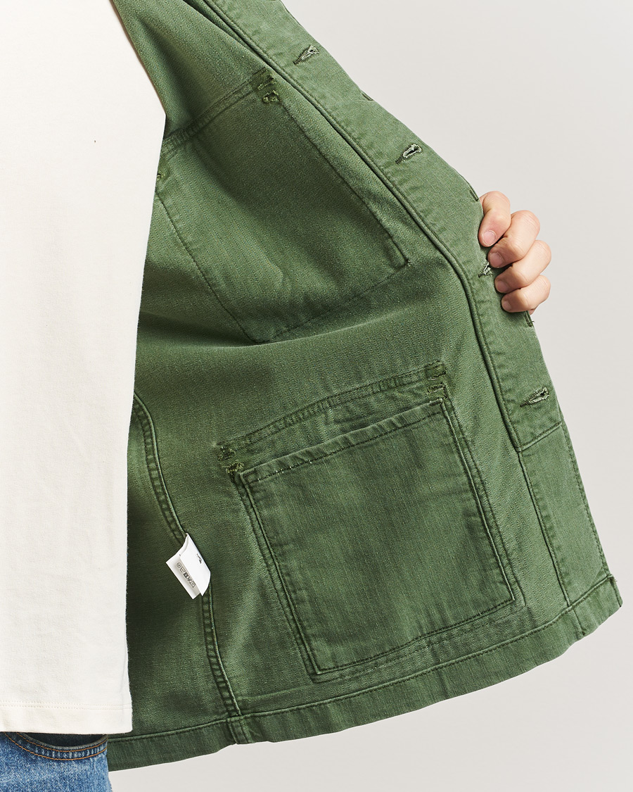 Mies | Takit | Jeanerica | Luc Herringbone Shirt Jacket Chevron Green
