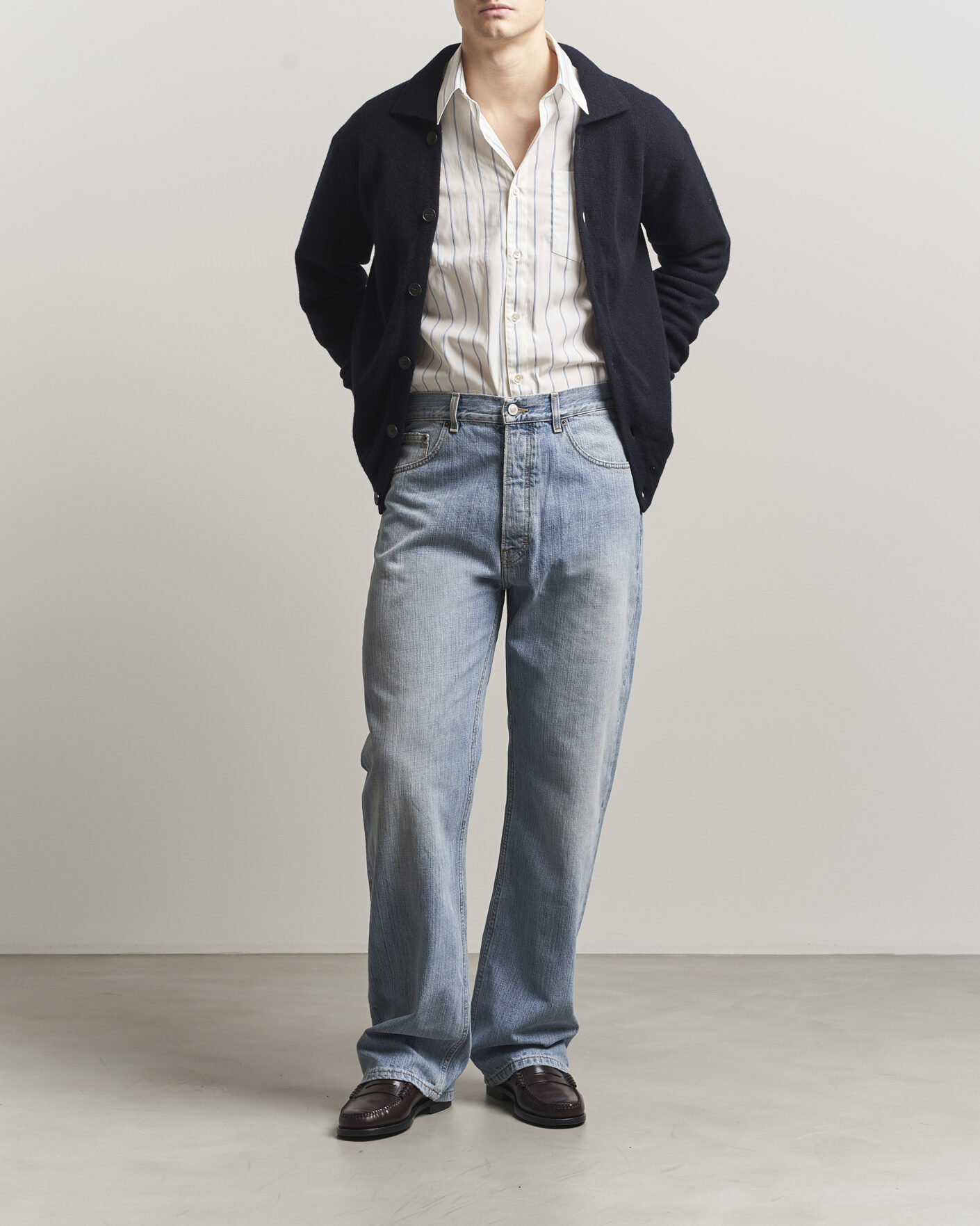 Mies | Farkut | Jeanerica | VM009 Vega Jeans Light Blue Righe