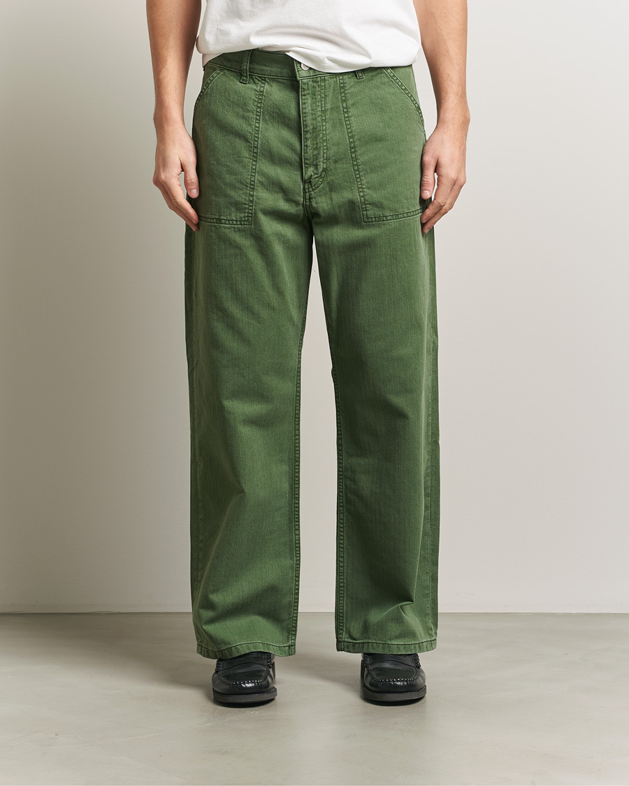 Mies | Housut | Jeanerica | Genua Herringbone Worker Chino Chevron Green