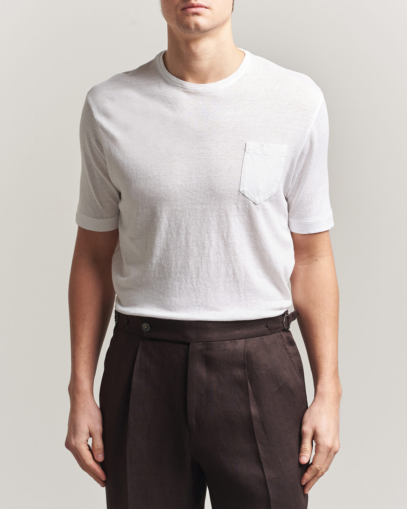 Mies | T-paidat | Massimo Alba | Panarea Cotton/Linen T-Shirt White