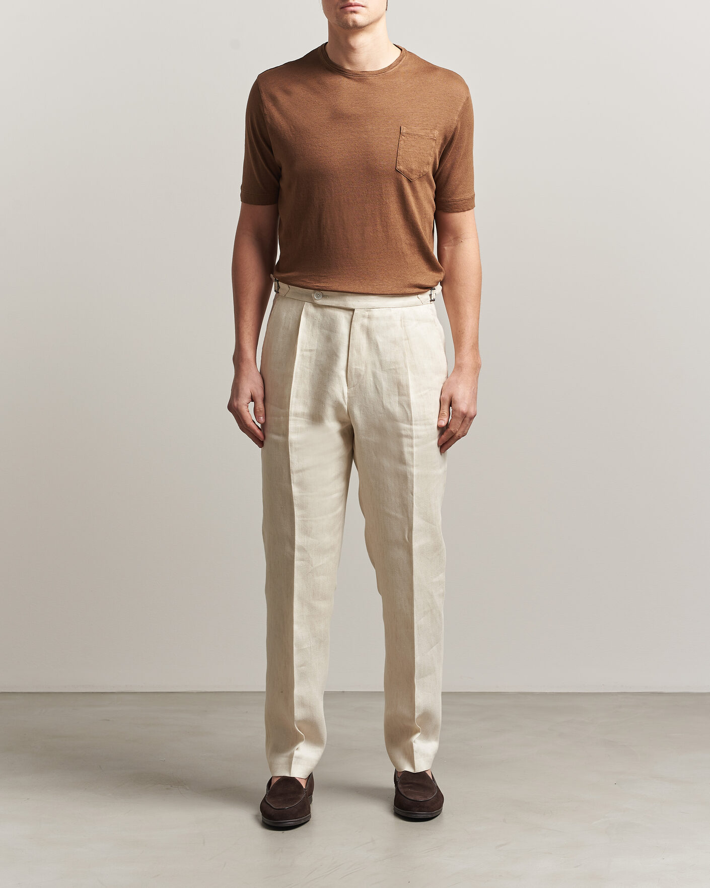 Mies | T-paidat | Massimo Alba | Panarea Cotton/Linen T-Shirt Wood