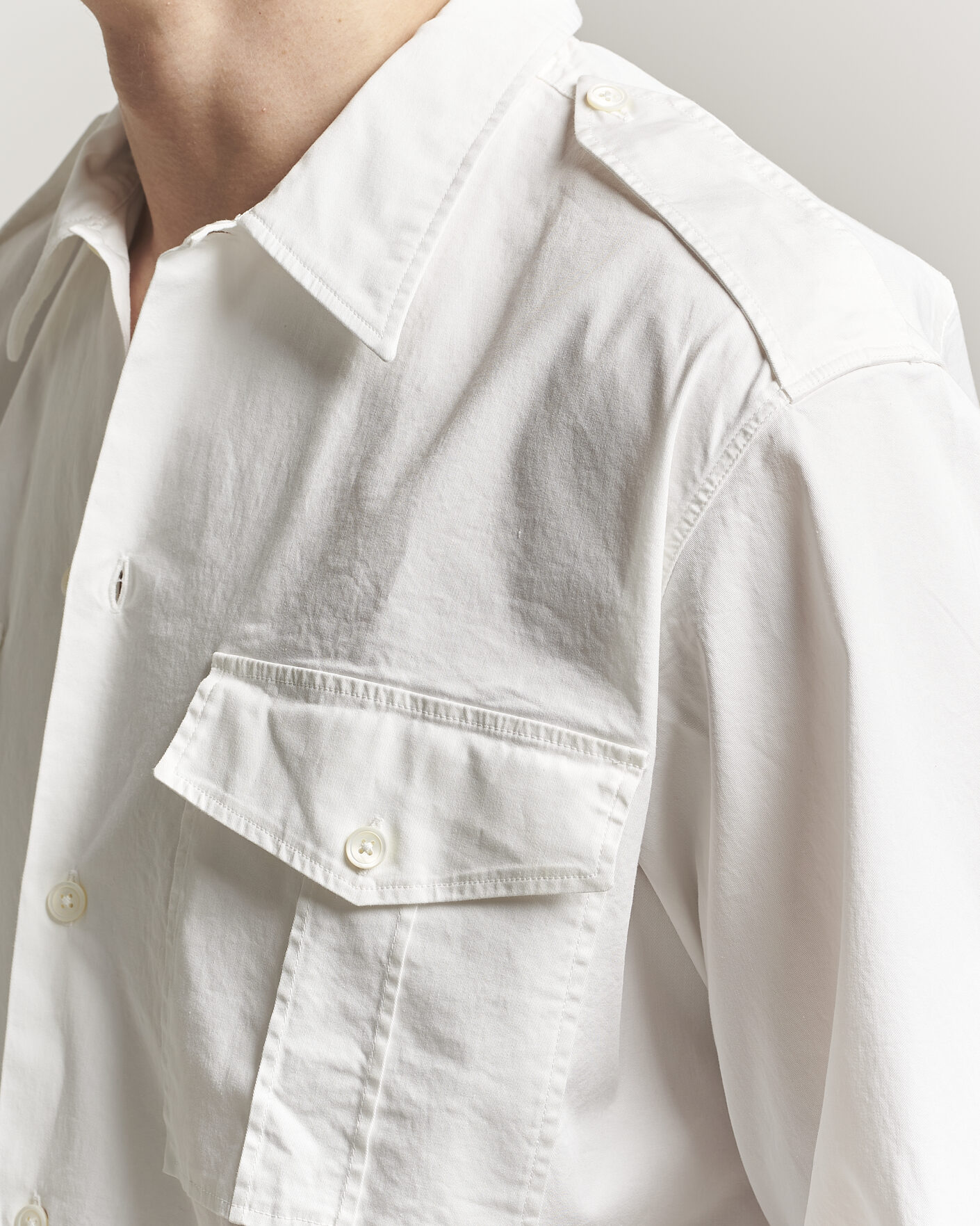 Mies | Kauluspaidat | Massimo Alba | Army Double Pocket Shirt White