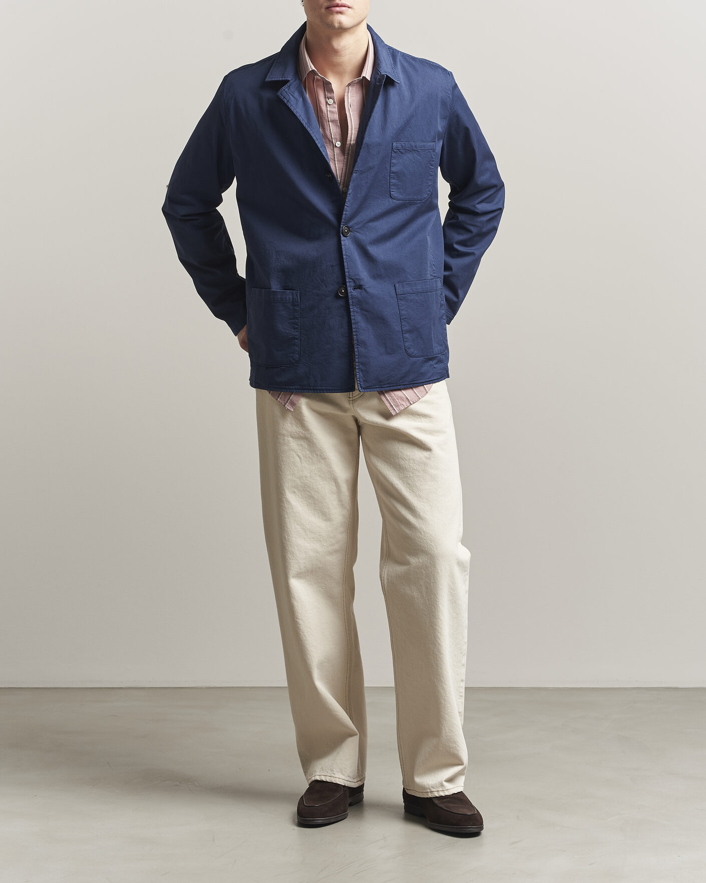 Mies | Takit | Massimo Alba | Florida Cotton Shirt Jacket Midnight Blue
