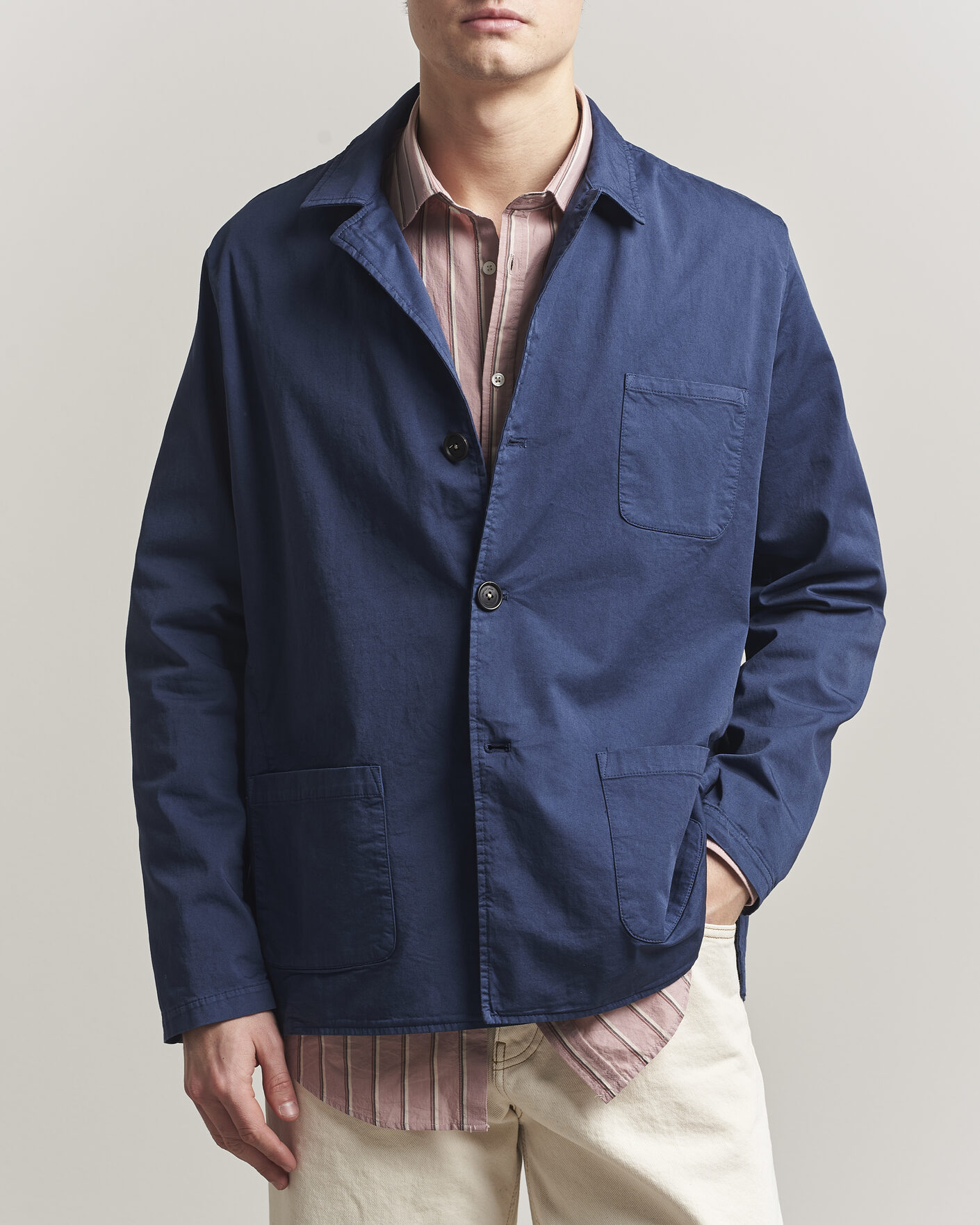 Mies | Takit | Massimo Alba | Florida Cotton Shirt Jacket Midnight Blue