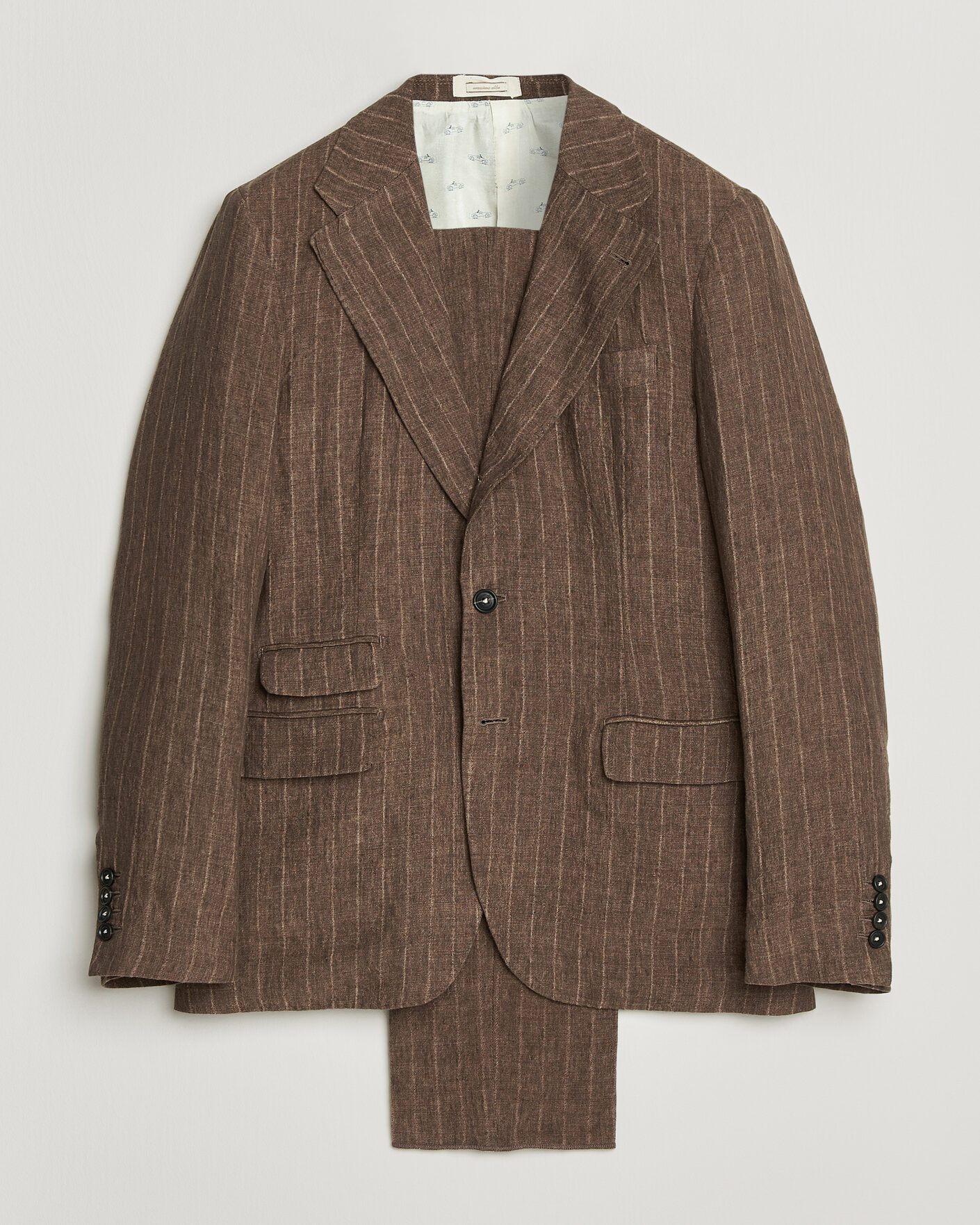 Mies | Puvut | Massimo Alba | Sloop Linen Suit Brown Pinstripe