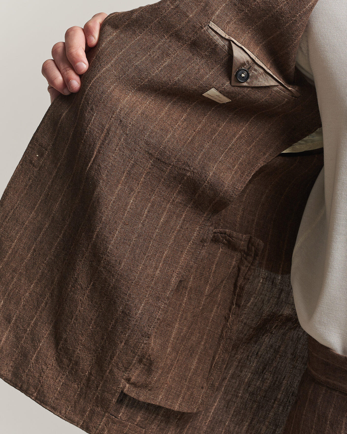 Mies | Puvut | Massimo Alba | Sloop Linen Suit Brown Pinstripe