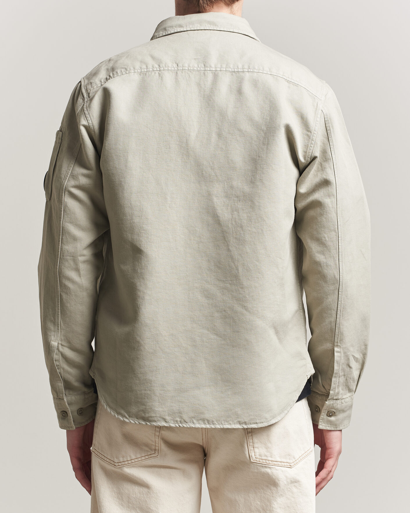 Mies | Kauluspaidat | C.P. Company | Cotton/Linen Pocket Shirt Light Grey