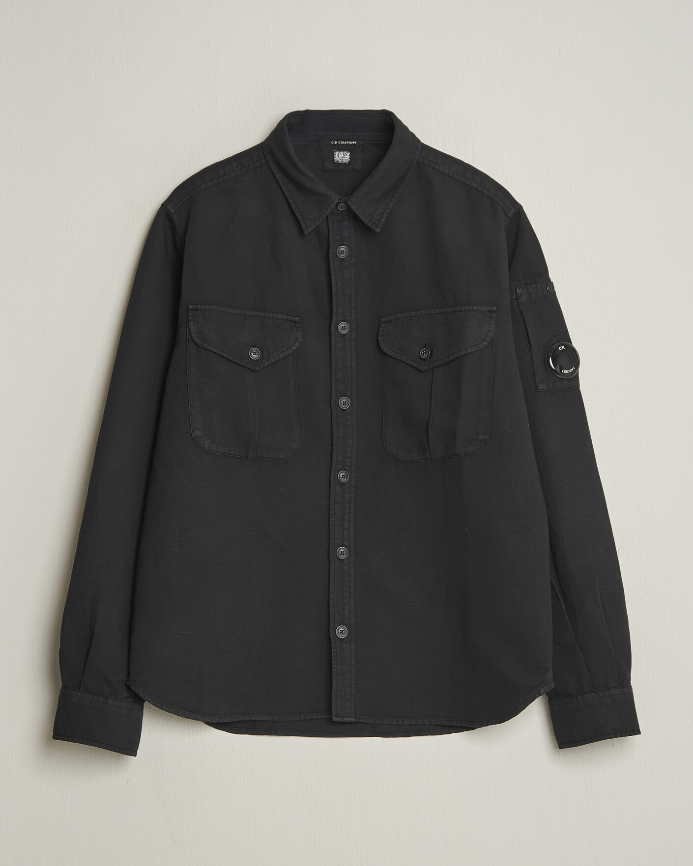 Mies | Kauluspaidat | C.P. Company | Cotton/Linen Pocket Shirt Black